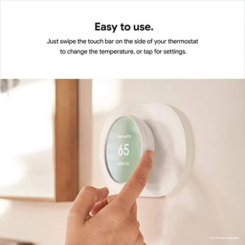 Google Nest Thermostat - Smart Thermostat for Home - Programmable Wifi Thermostat - Snow