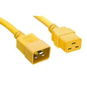 Heavy Duty Server Power Extension Cord, Yellow, C20 to C19, 12AWG/3C, 20 Amp, 3 foot