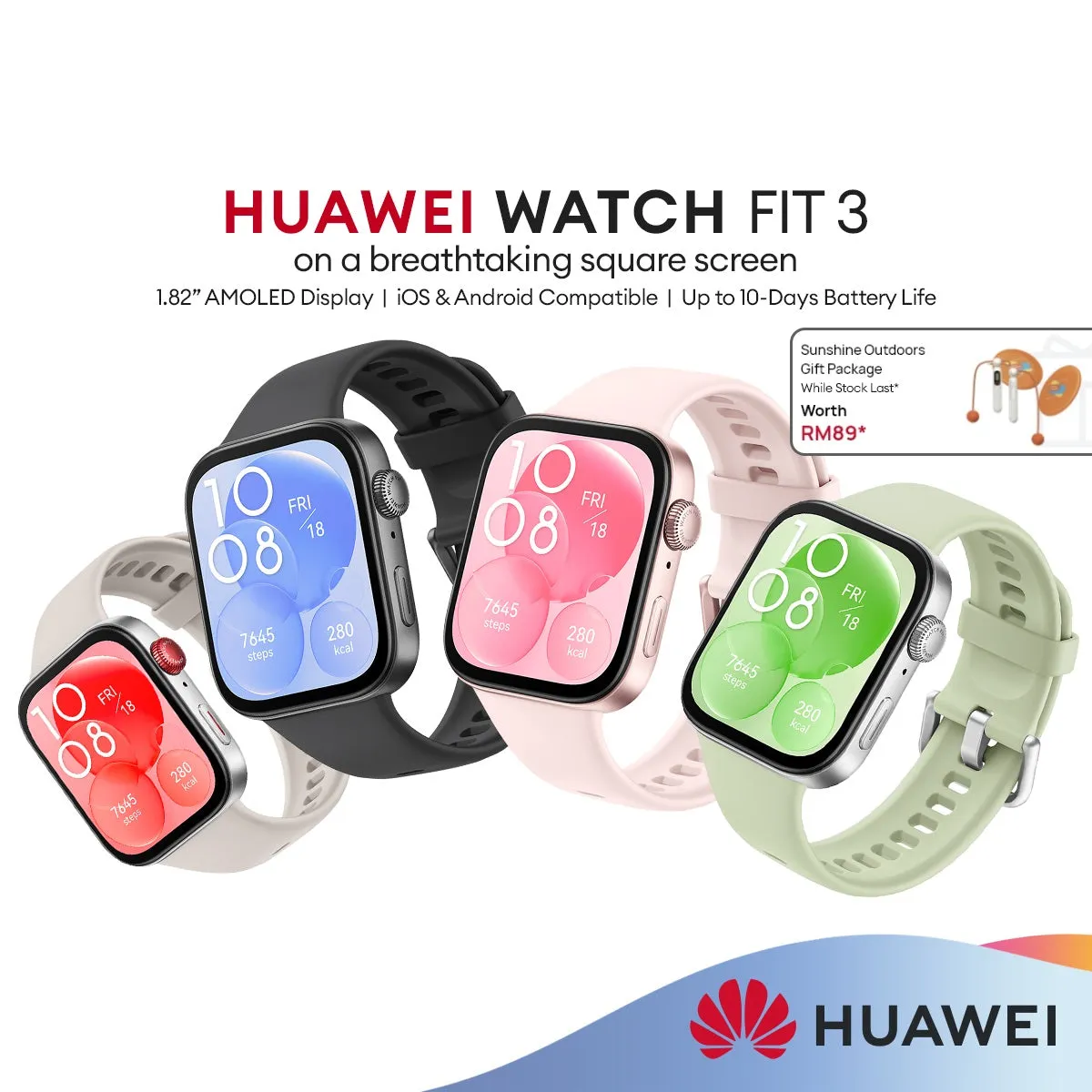 HUAWEI WATCH FIT 3 Smartwatch | 1.82" AMOLED Display | Ultra Slim Design | All-Round Fitness Management