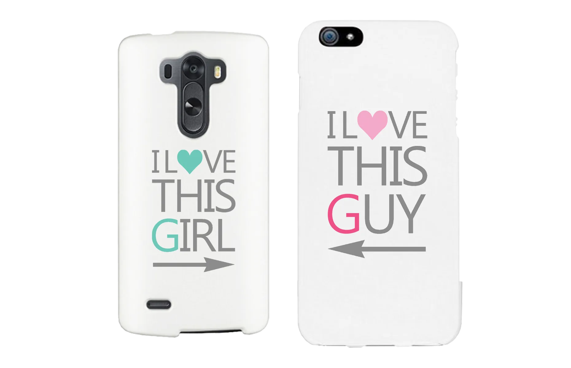 I Love This Girl & Guy Matching Couple White Phonecases (Set)