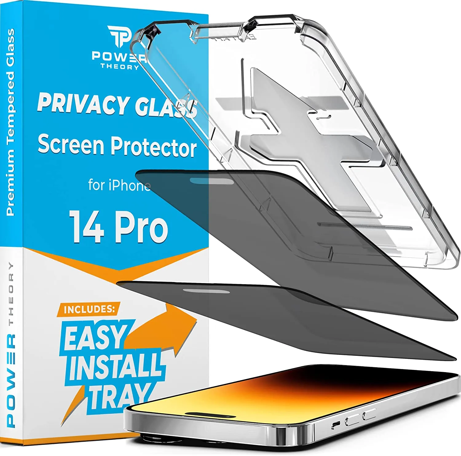 iPhone 14 Pro Tempered Glass Privacy Screen Protector [2-Pack] (PT-14P-PG)