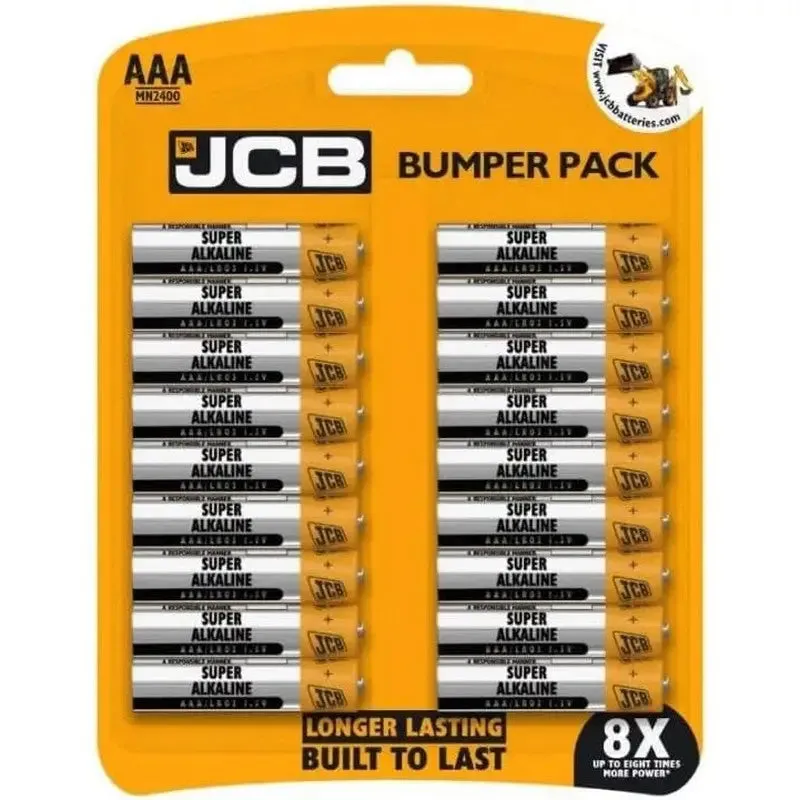 JCB Bumper Pack of 18 Alkaline Batteries- AA & AAA Available