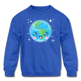 Kids' Kawaii Earth Crewneck Sweatshirt