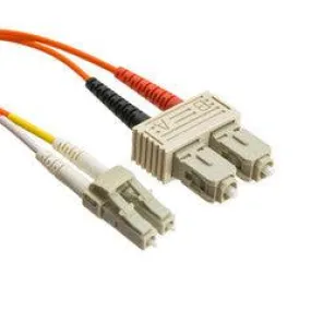 LC/UPC to SC/UPC OM3 Duplex 2.0mm Fiber Optic Patch Cord, OFNR, Multimode 50/125, Aqua Jacket, Beige Connector, 15 meter (49.2 ft)