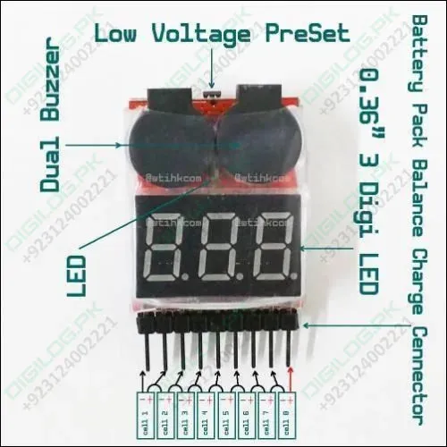 Lipo Buzzer Battery Voltage Indicator Volt Meter Battery Level Tester 1s-8s With Buzzer In Pakistan