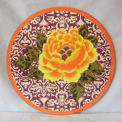 Lisa Corti Sunrise Lavender round cork-backed placemat - 34cm Round