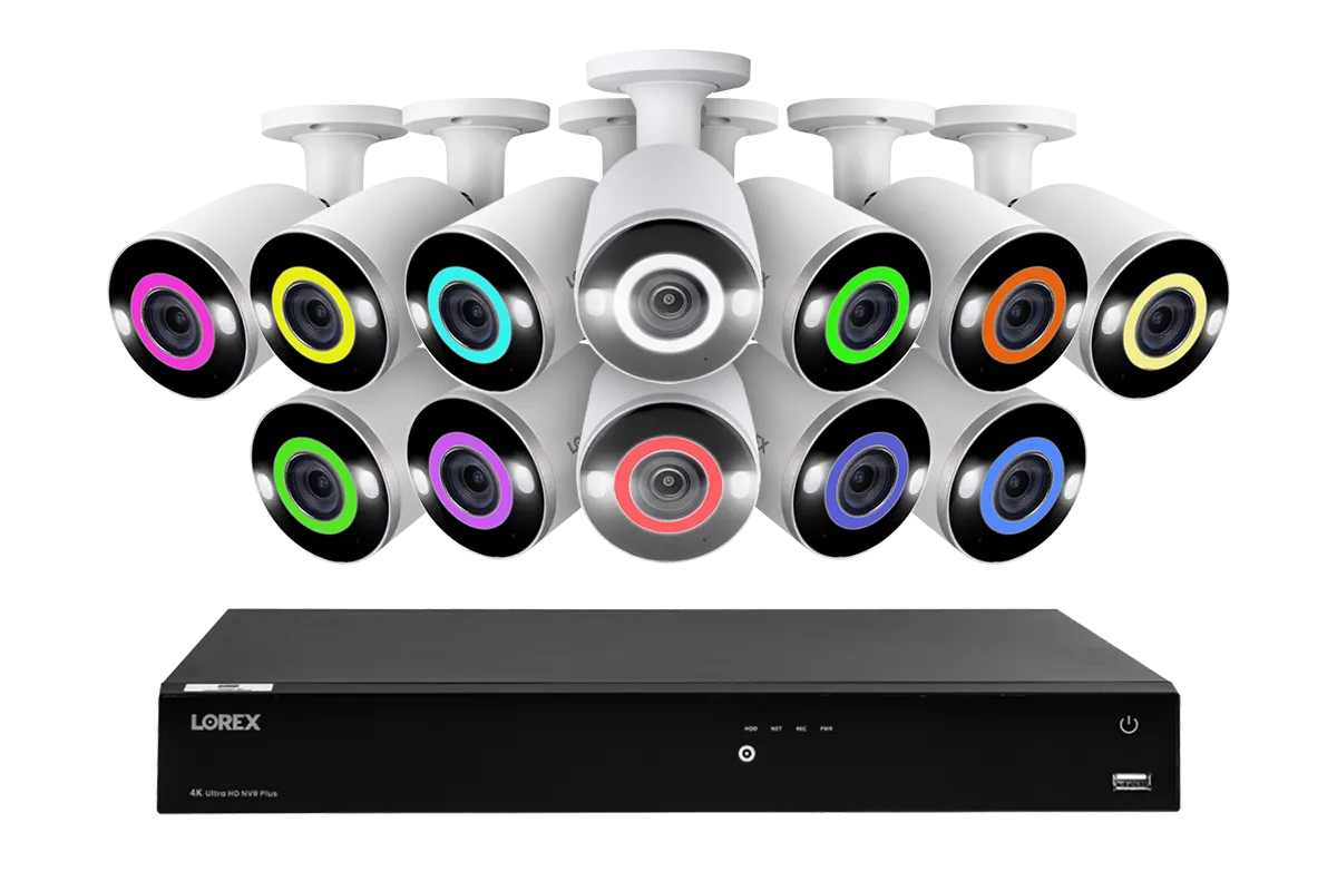 Lorex Fusion 4K (16 Camera Capable) 3TB Wired NVR System with Bullet Camera Featuring Smart Security Lighting and 2-Way Audio