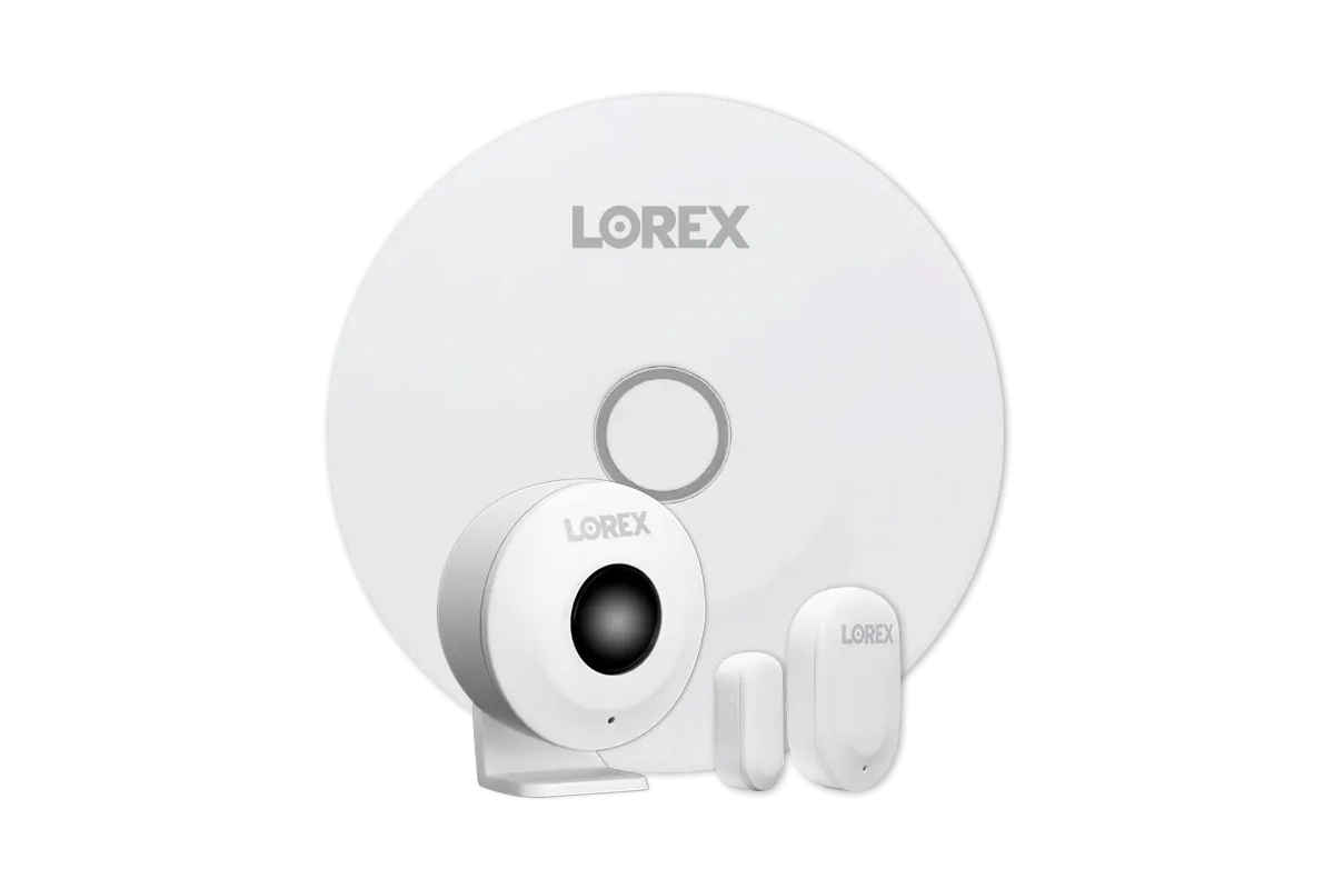 Lorex Fusion 4K 8-Channel 2TB Wired NVR System with 6 Dome Cameras   2K Wi-Fi Video Doorbell, Wi-Fi Floodlight Camera and Smart Sensor Kit