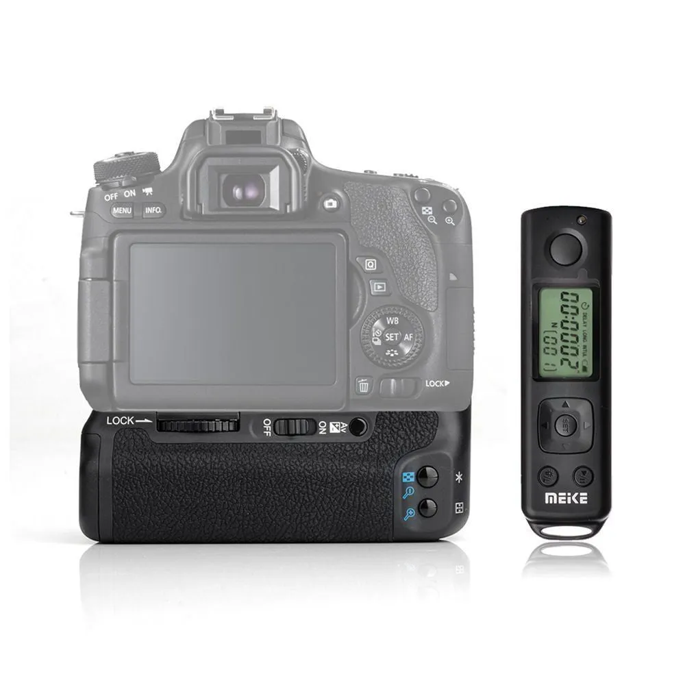 Meike MK-760D Professional Vertical Battery Grip with Built-in 2.4GHz LCD Display and Wireless Remote Control for Canon 750D, 760D DSLR Camera, Canon BG-E18 Replacement