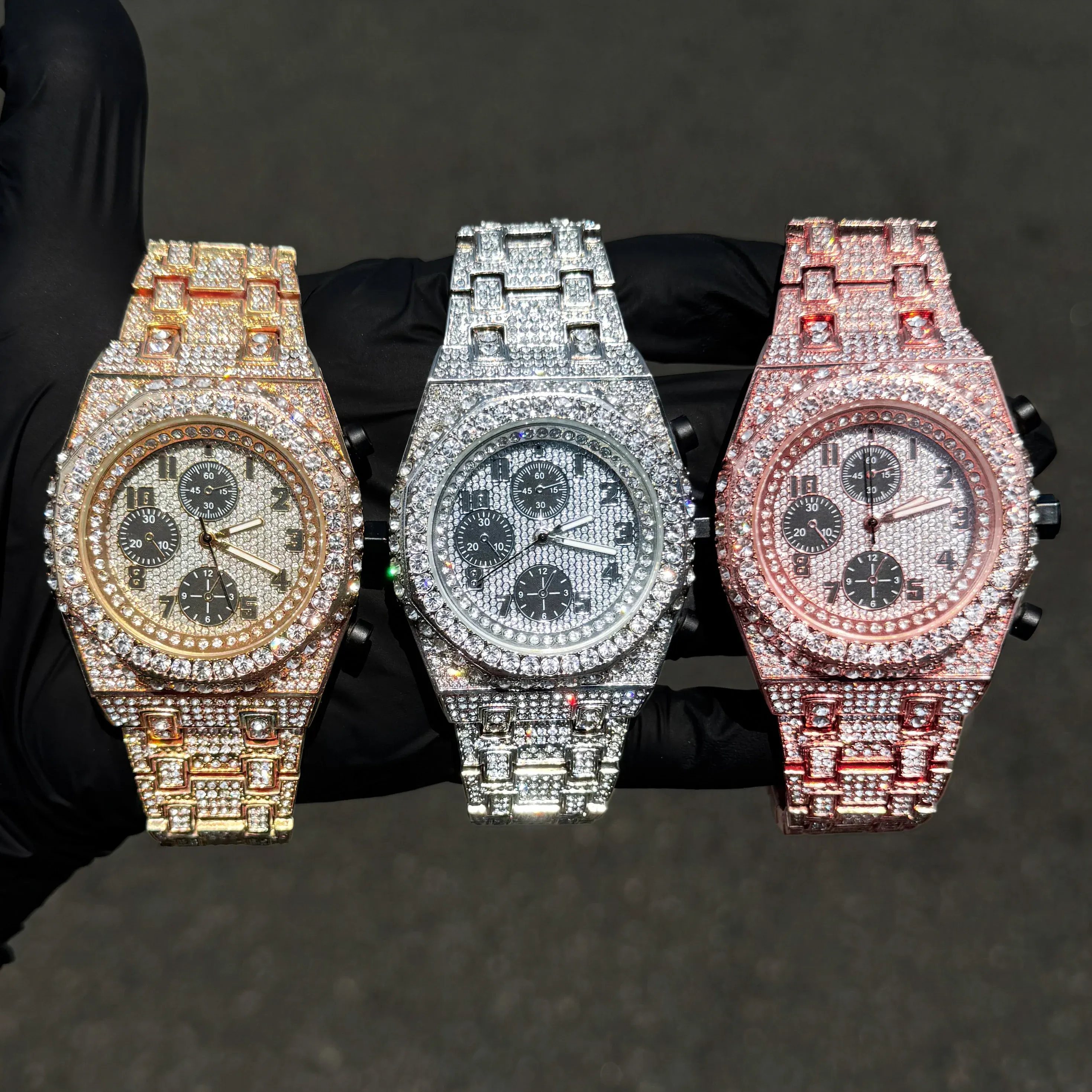 Men's Fully Iced Out 42mm Diamond Watch - Octagon Case, Quartz Movement, Bling-ed Out Crystals