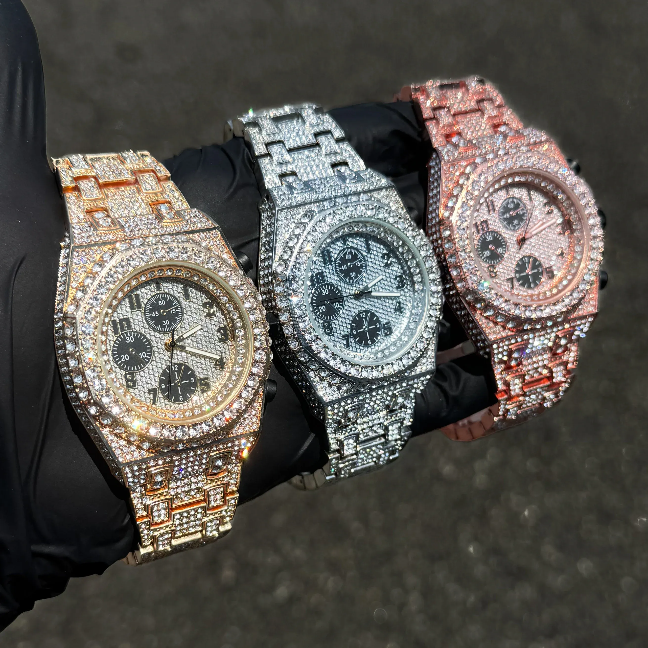 Men's Fully Iced Out 42mm Diamond Watch - Octagon Case, Quartz Movement, Bling-ed Out Crystals