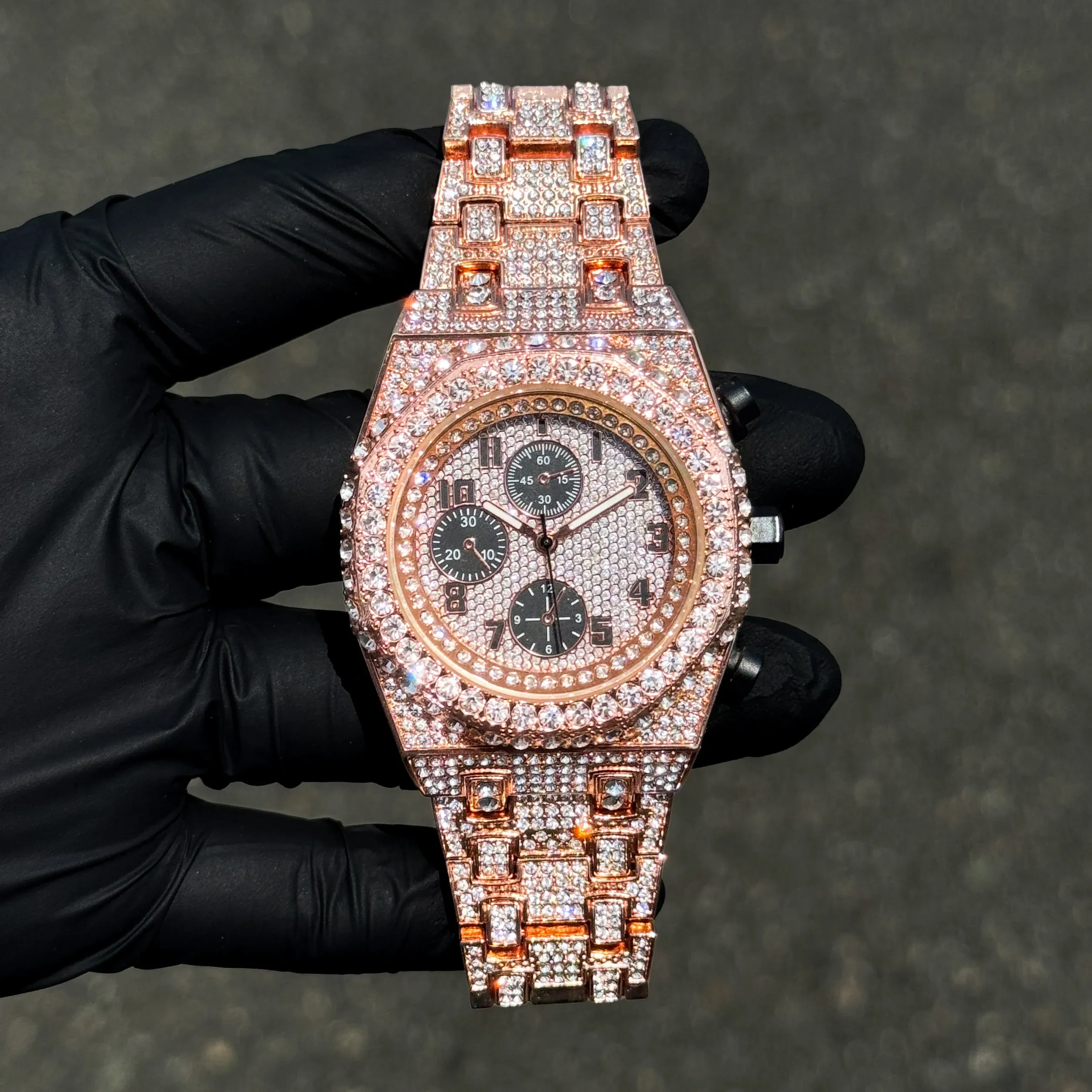 Men's Fully Iced Out 42mm Diamond Watch - Octagon Case, Quartz Movement, Bling-ed Out Crystals