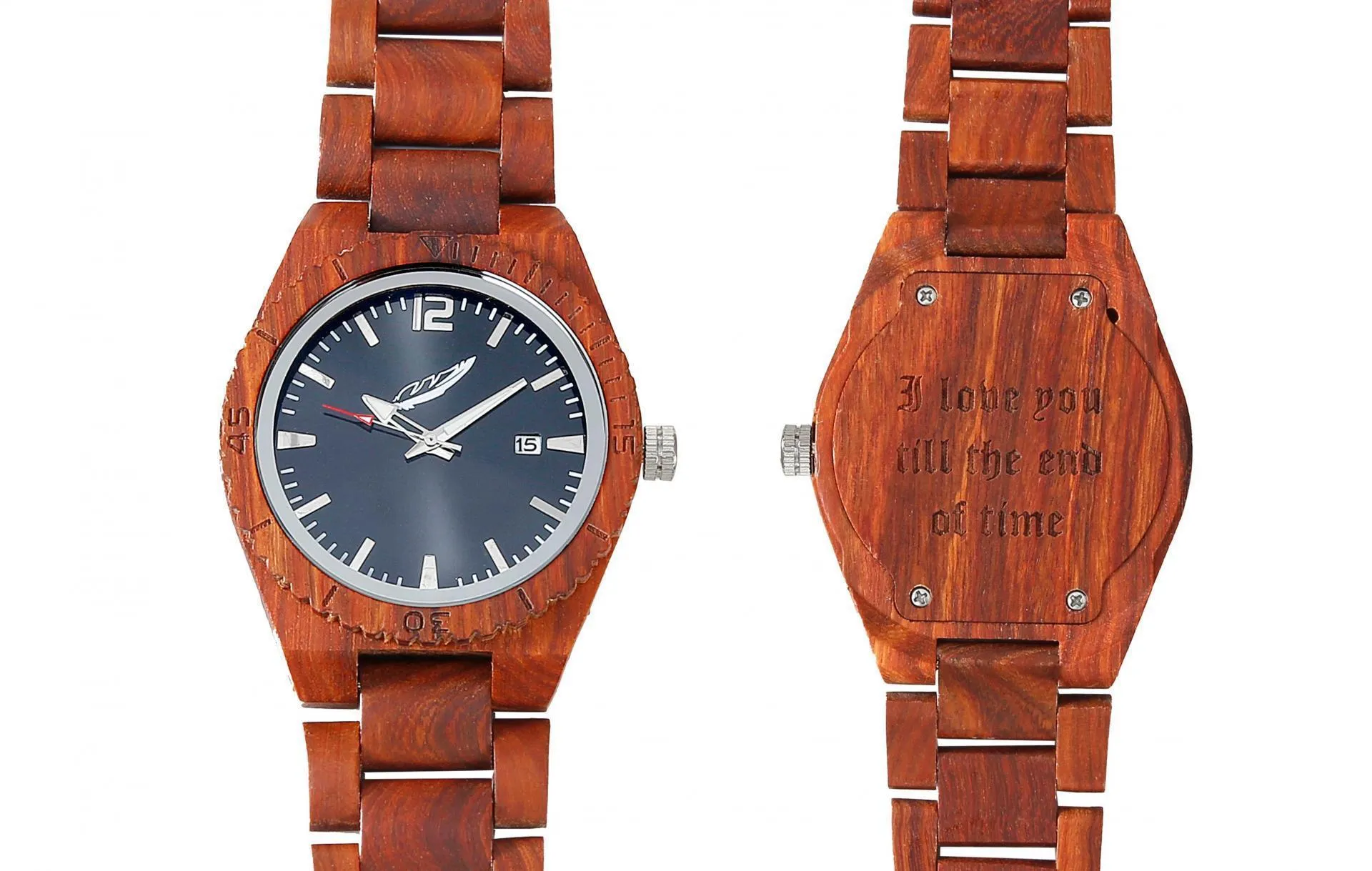 Men's Personalized Engrave Rose Wood Watches - Free Custom Engraving