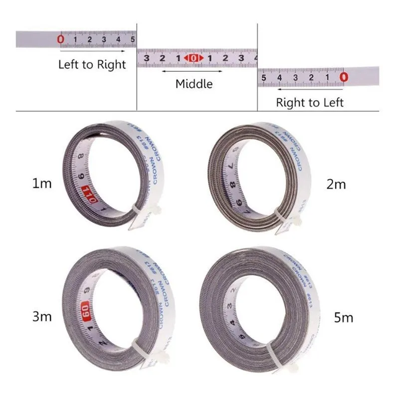 Miter Saw Track Tape Measure Self Adhesive Backing Metric Steel Ruler 1/2/3/5M