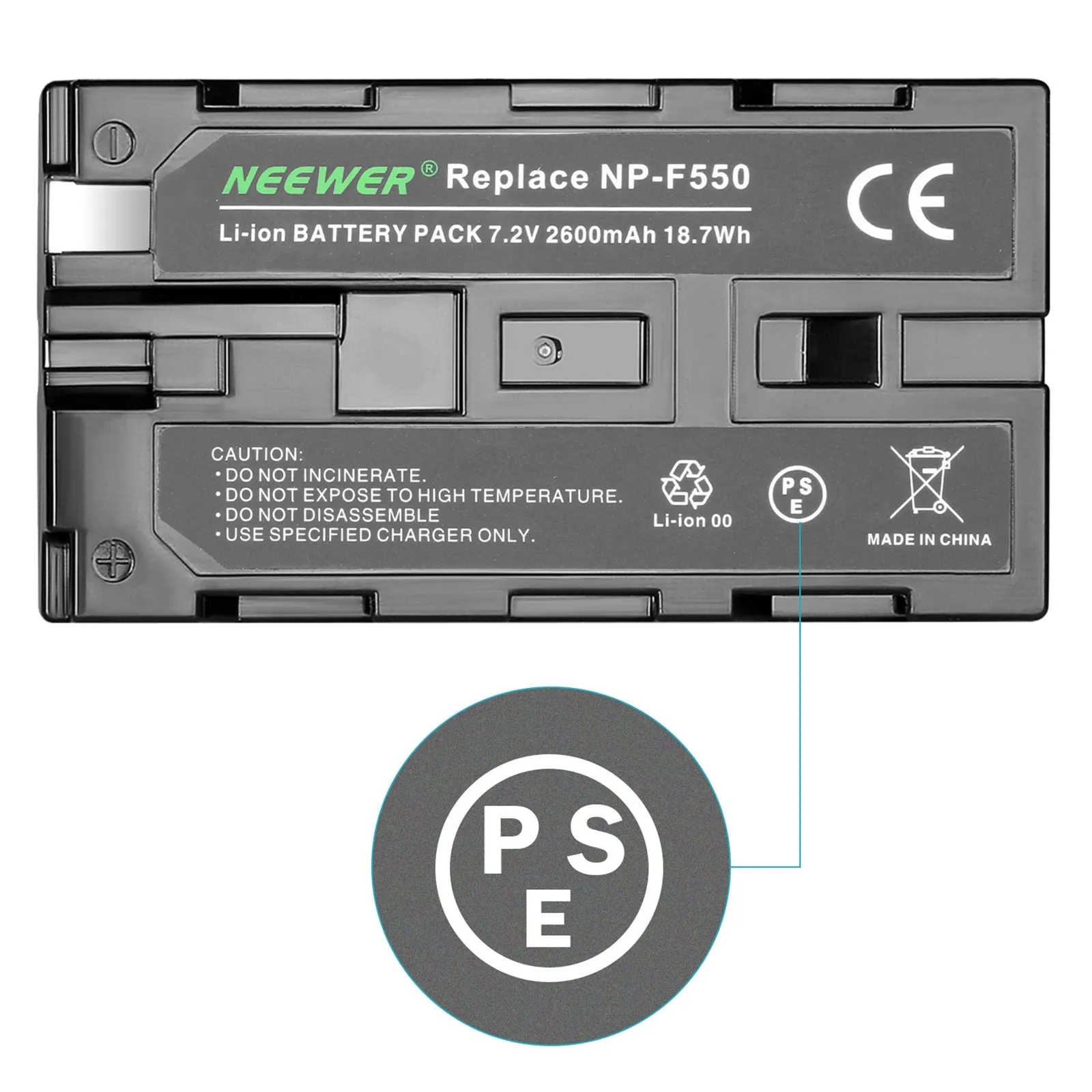 NEEWER 2600mAh Replacement Li-ion Battery for Sony NP-F550/570/530