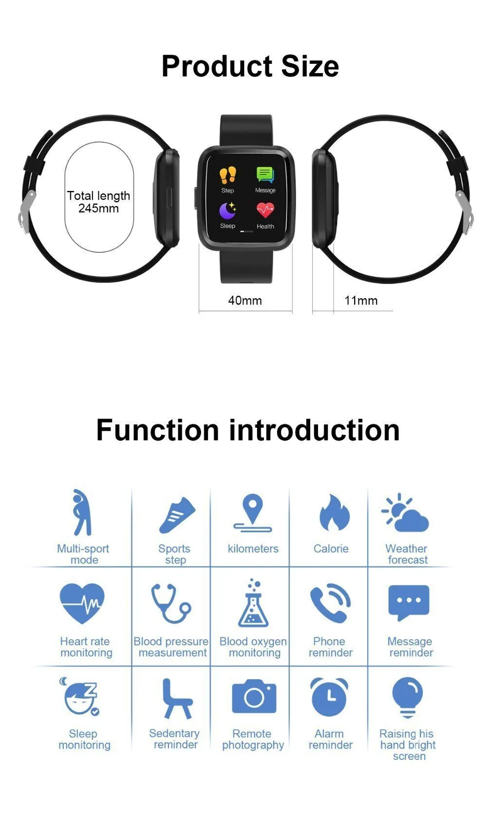 New IP67 Waterproof Fitness Tracker Heart Rate Monitor Blood Pressure Smartwatch Bracelet For iPhone Android