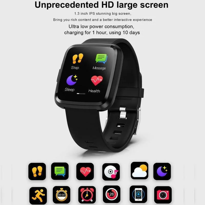 New IP67 Waterproof Fitness Tracker Heart Rate Monitor Blood Pressure Smartwatch Bracelet For iPhone Android