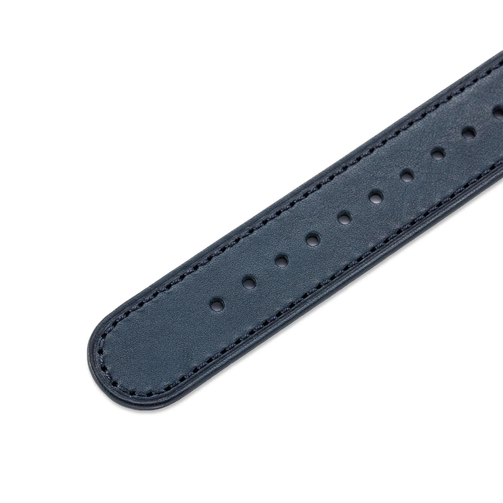 One-Piece Blue Leather Band & Black PVD Buckle