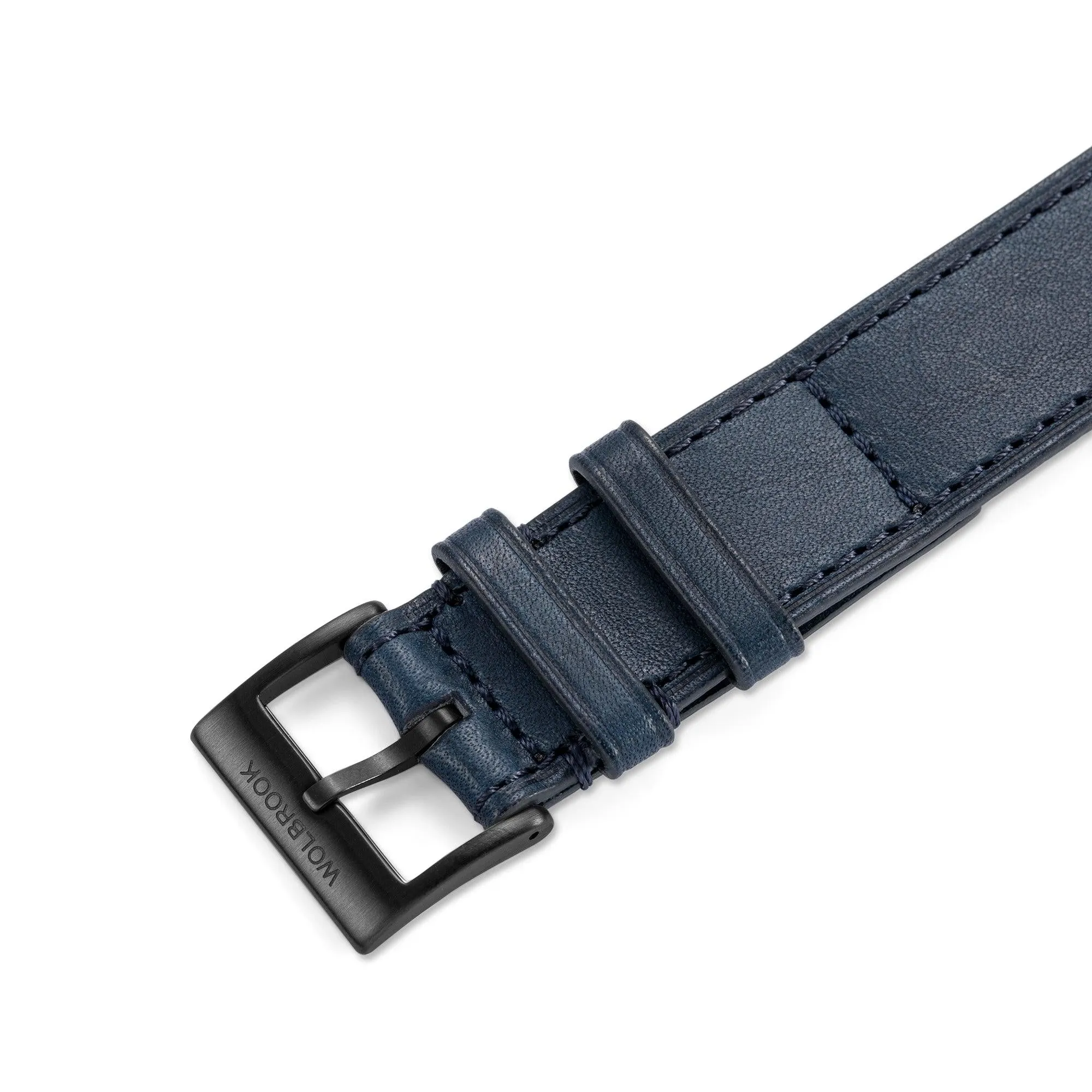 One-Piece Blue Leather Band & Black PVD Buckle