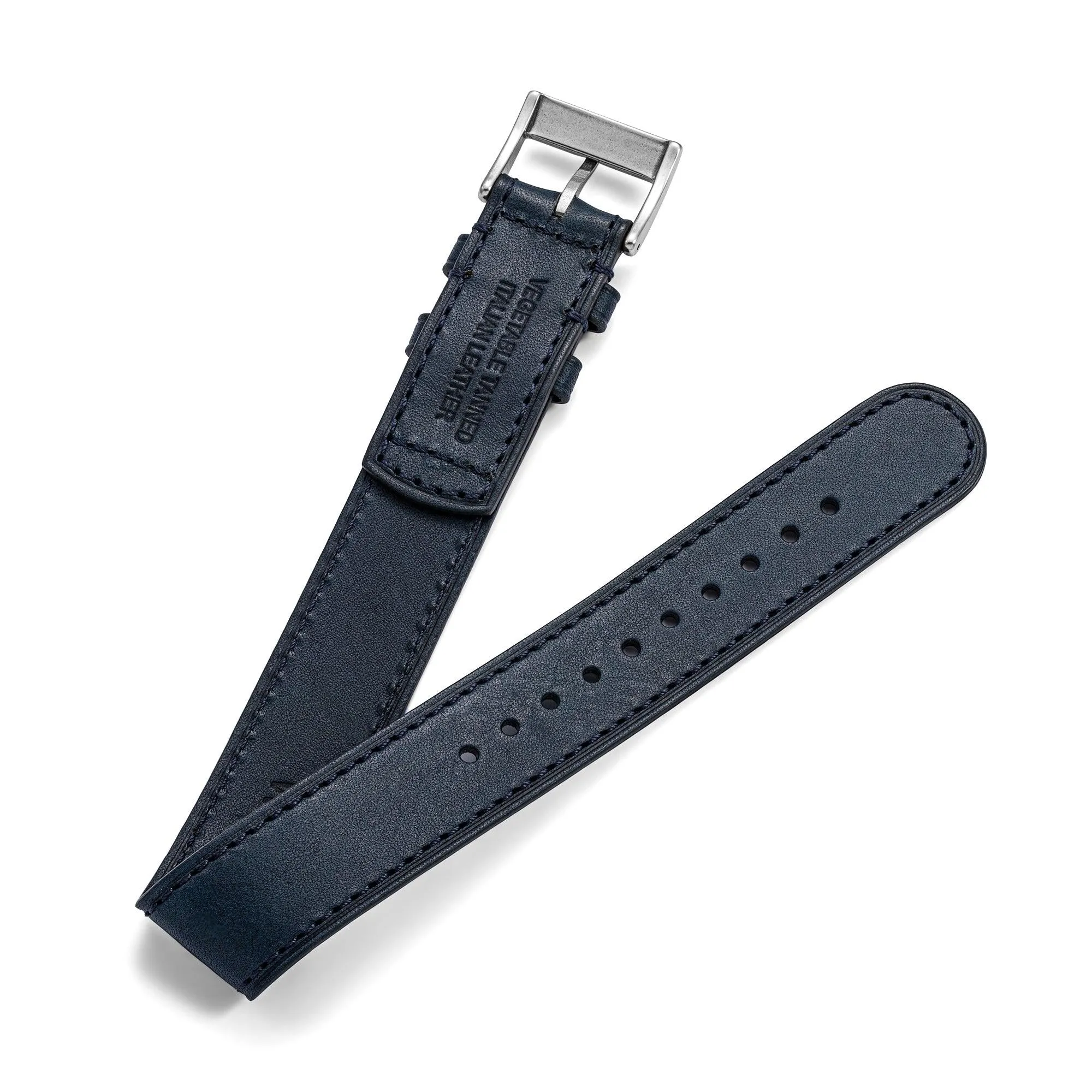 One-Piece Blue Leather Band & Steel Buckle