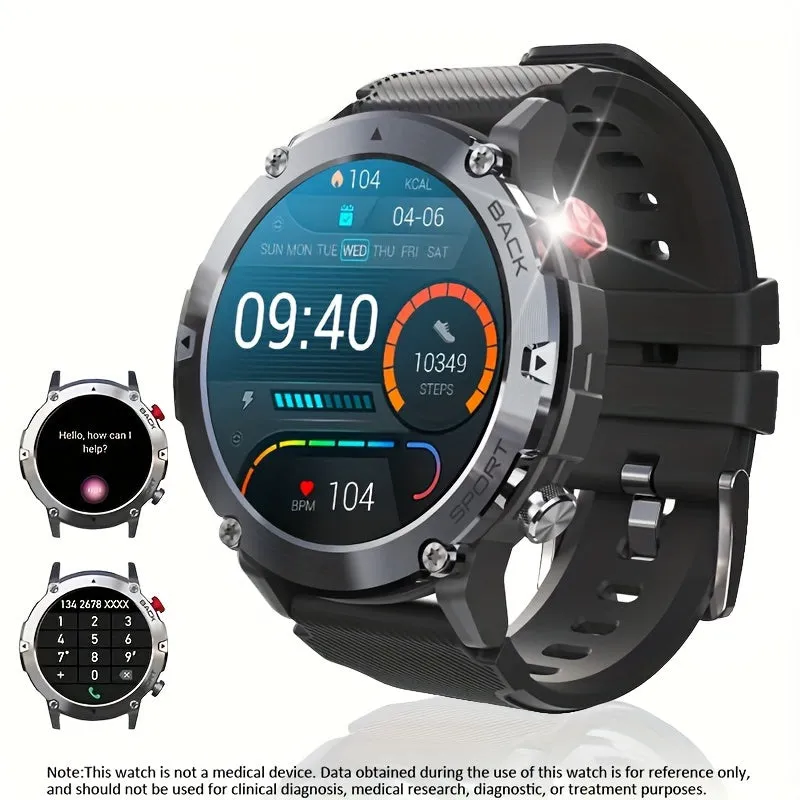 Outdoor Smartwatch For Men, Smart Watch With Wireless Call (Answer/Make Calls), Multi Sport Mode, IP68 Waterproof 3.35cm HD Rugged Tactical Fitness Digital Sport Watches For IPhone Android