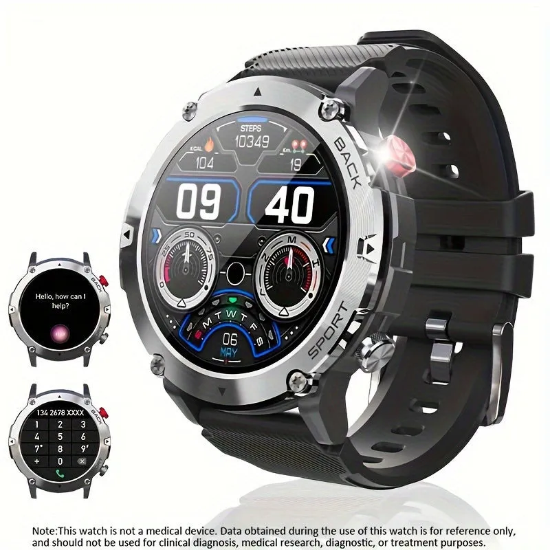 Outdoor Smartwatch For Men, Smart Watch With Wireless Call (Answer/Make Calls), Multi Sport Mode, IP68 Waterproof 3.35cm HD Rugged Tactical Fitness Digital Sport Watches For IPhone Android