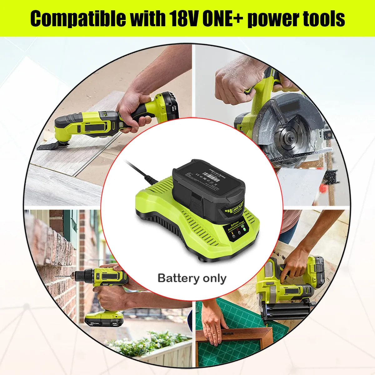 PBP005 18V 6.5Ah Battery for Ryobi 18V 4Ah Battery PBP005 PBP004 P108 P192 P191 Compatible with Ryobi 18 Volt ONE  Battery 4.0Ah 3.0Ah 2.0Ah 1.5Ah Lithium-Ion Battery