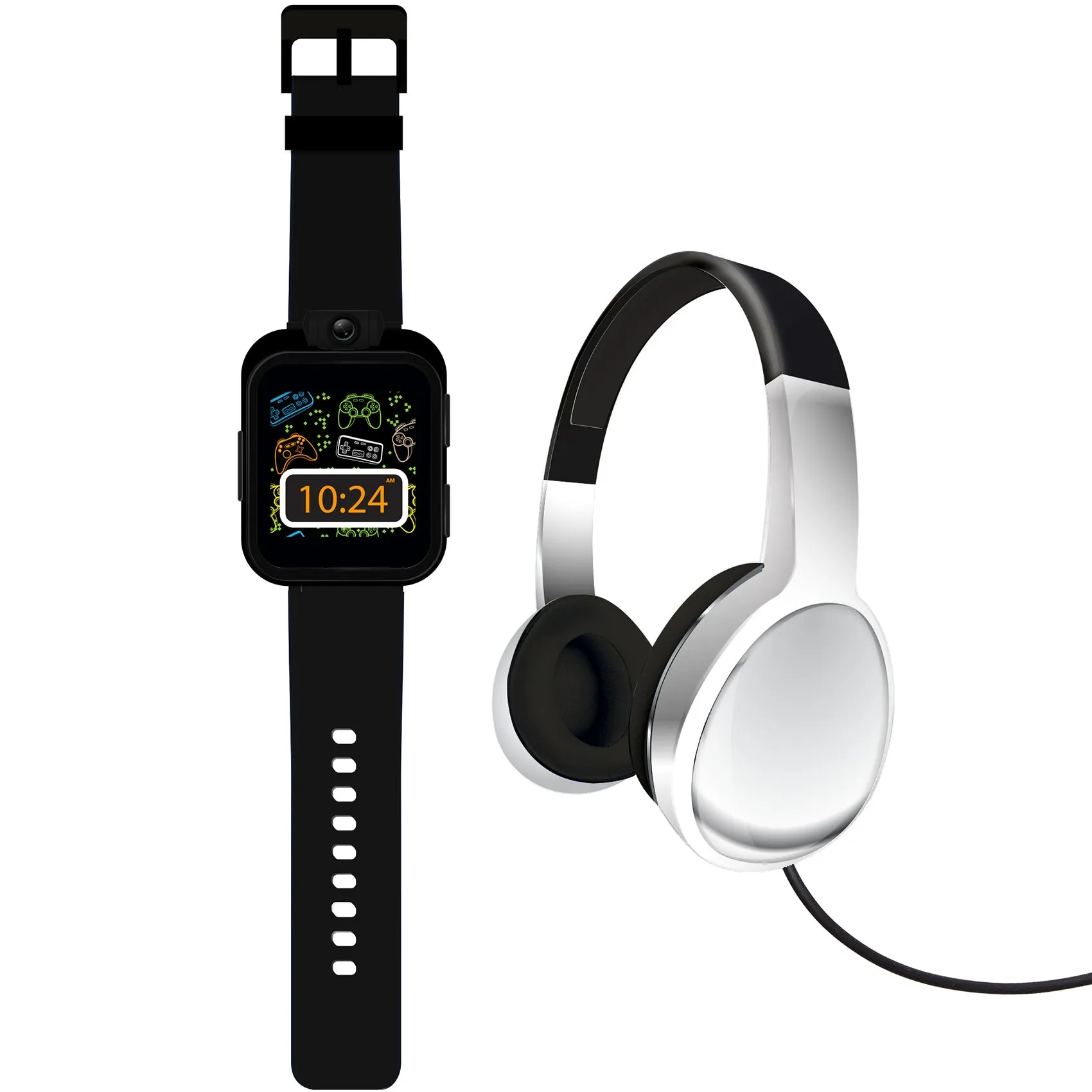 PlayZoom 2 Kids Smartwatch with Headphones: Black & Silver