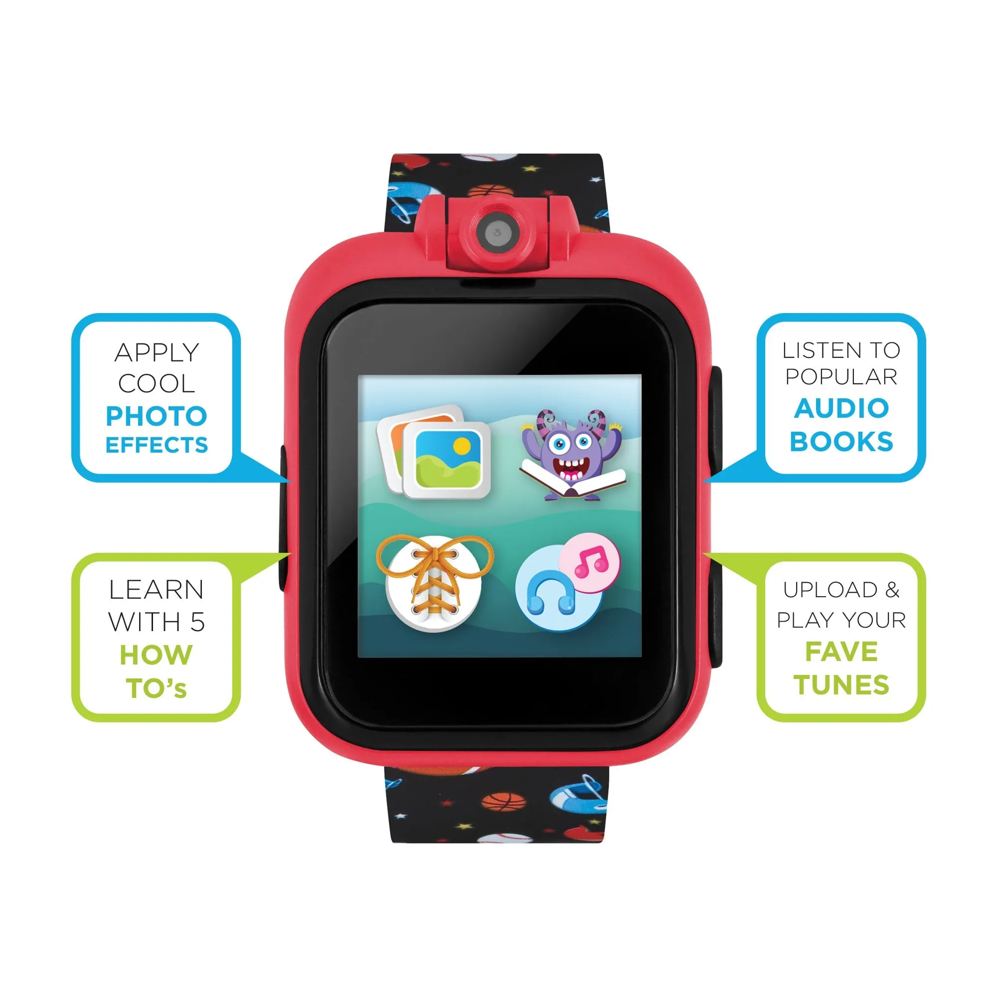 PlayZoom 2 Kids Smartwatch with Headphones: Black Sports Print