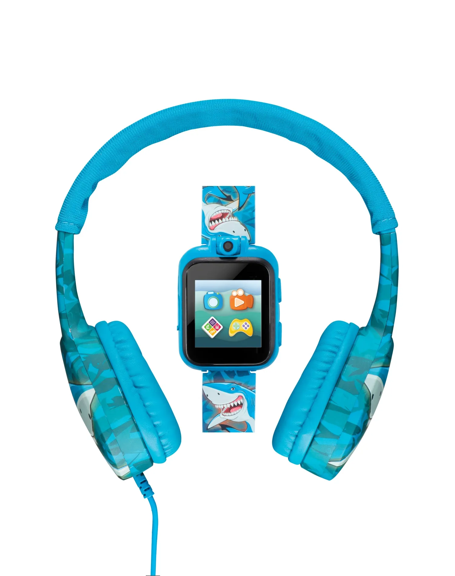 PlayZoom 2 Kids Smartwatch with Headphones: Blue Multi Shark