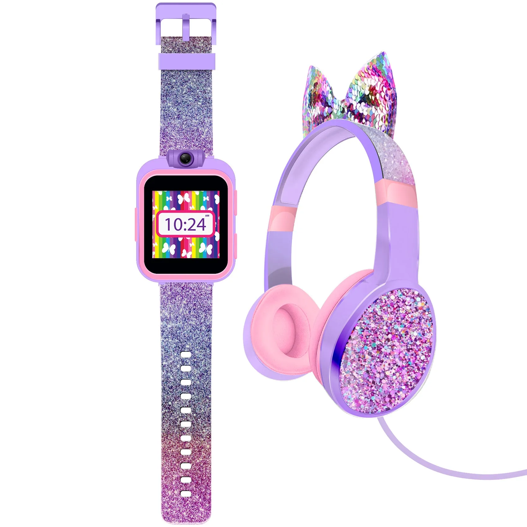 PlayZoom 2 Kids Smartwatch with Headphones: Purple Glitter