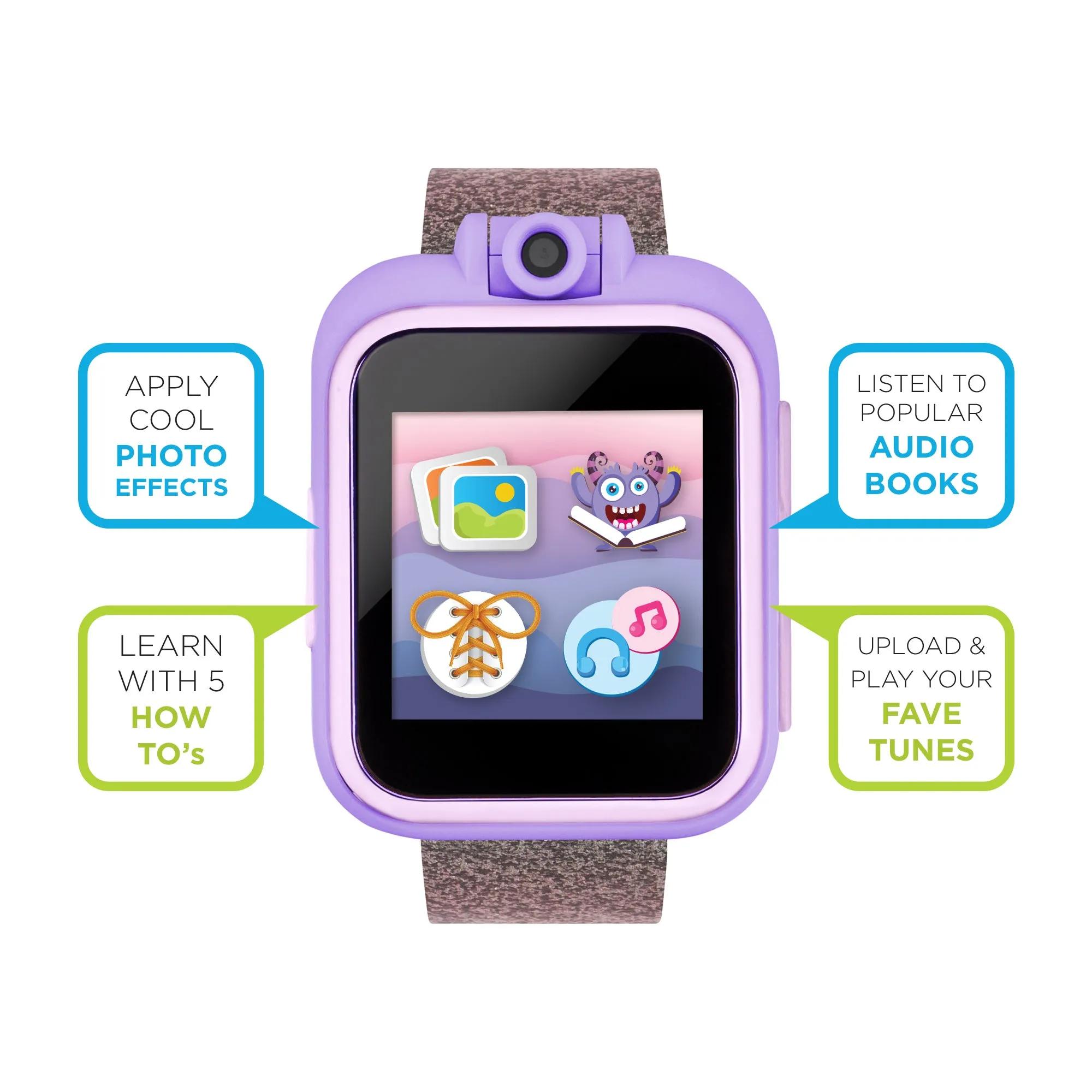 PlayZoom 2 Kids Smartwatch with Headphones: Purple Glitter