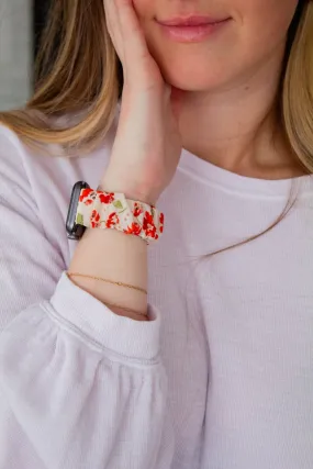 Pretty Poppy Scrunchie Band Compatible with Apple Watch