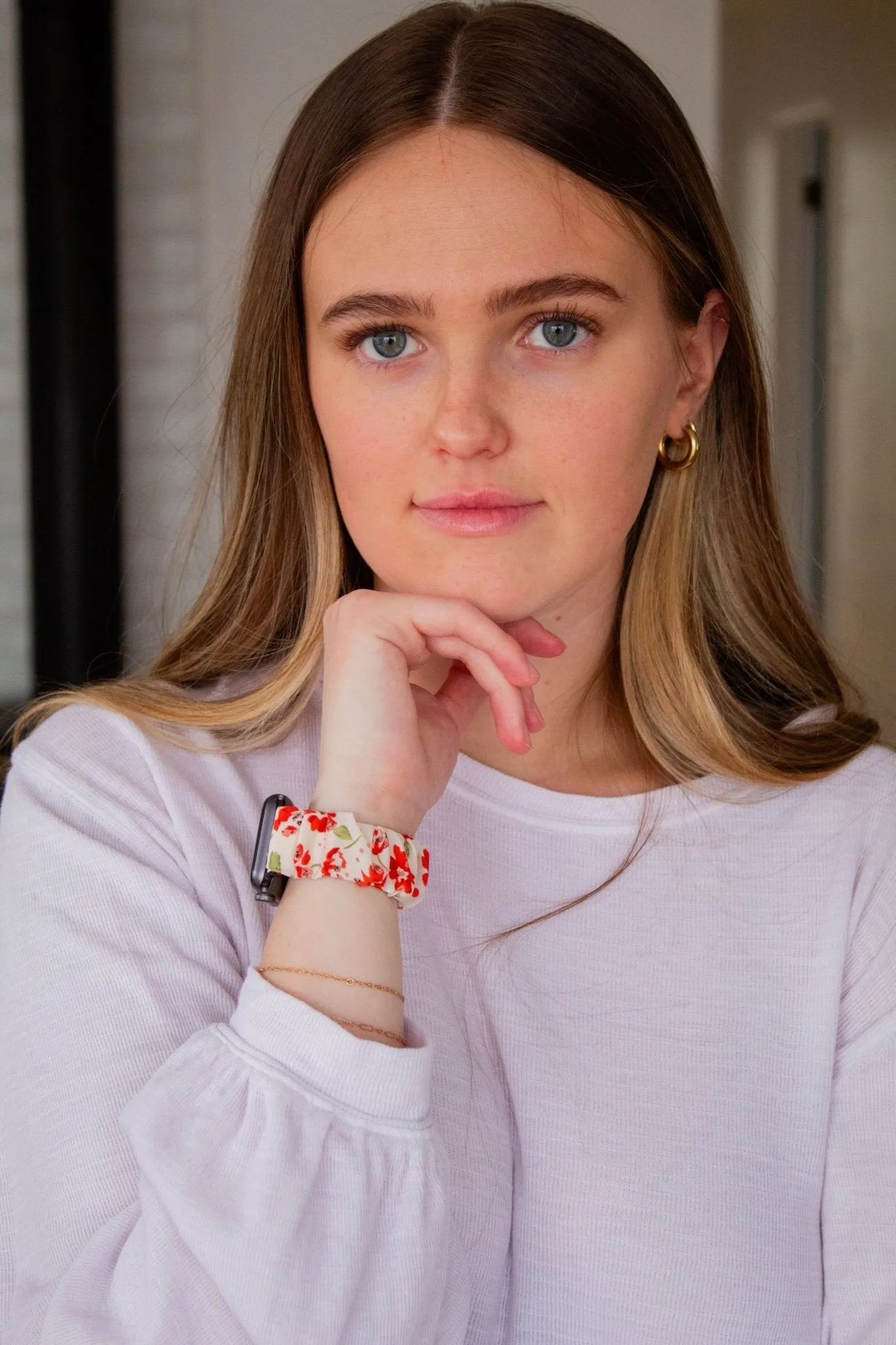 Pretty Poppy Scrunchie Band Compatible with Apple Watch