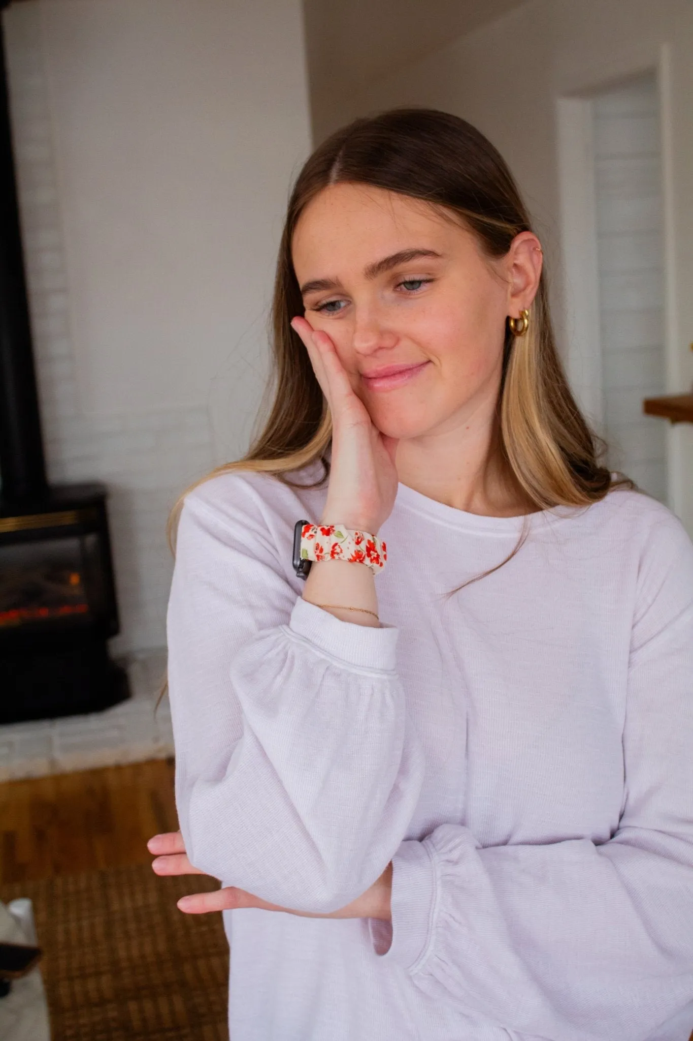 Pretty Poppy Scrunchie Band Compatible with Apple Watch