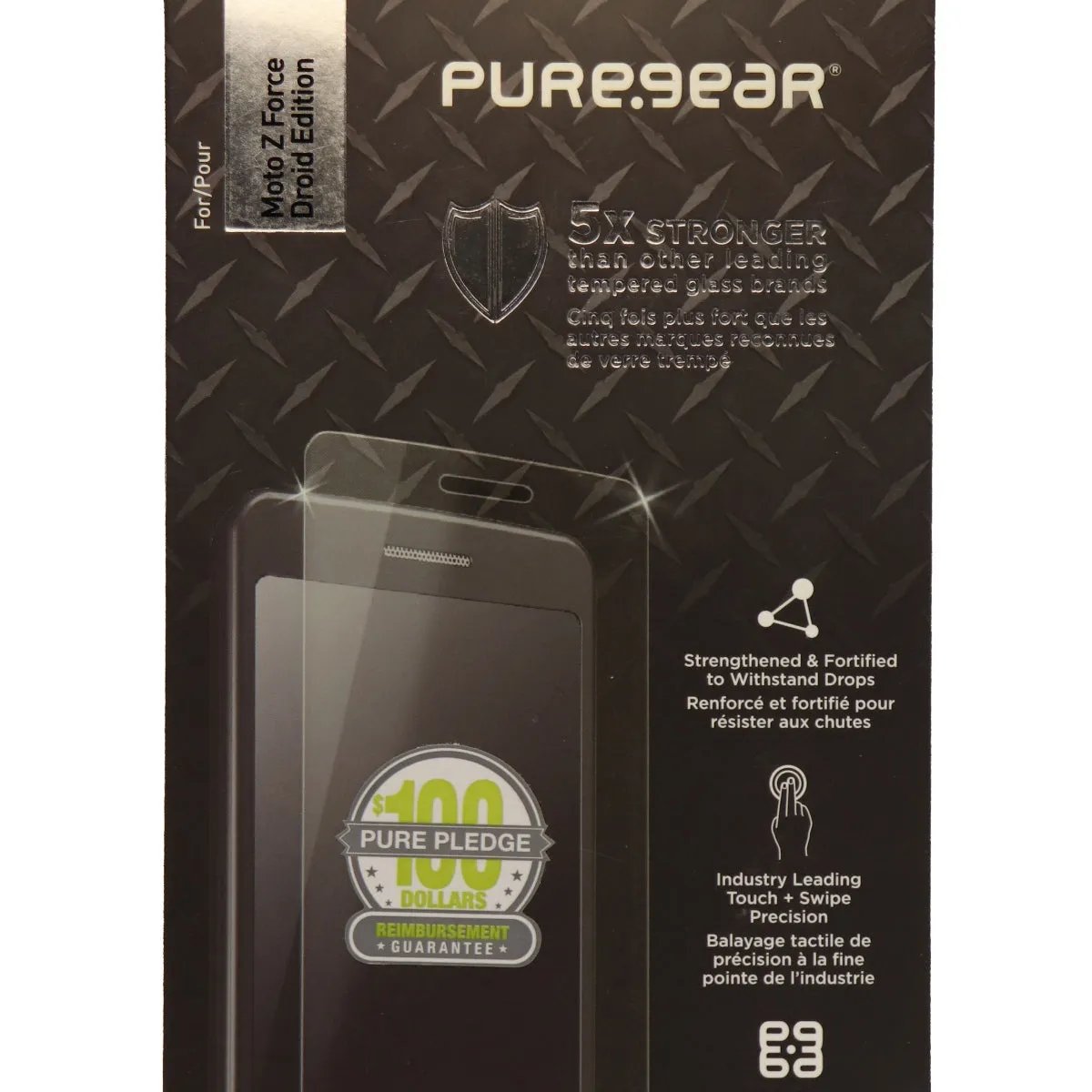 PureGear Steel 360 Tempered Glass Screen Protector for Moto Z Force Droid