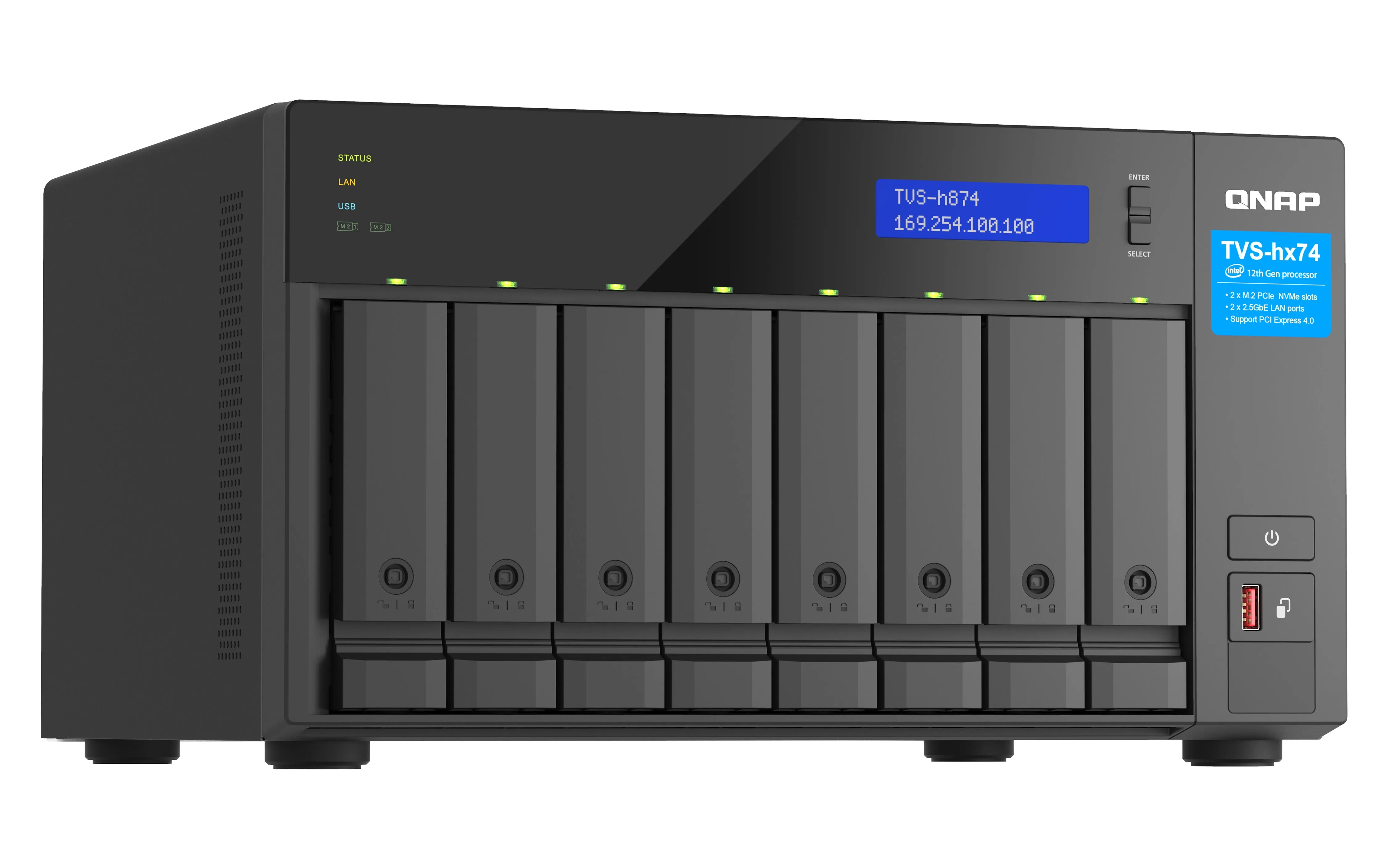 Qnap Tvs-H874t - Nas Server - 8 Bays - Sata 6Gb/S - Raid Jbod, Raid 0, 1, 5, 6, 10, 50, 60 - Ram 32 Gb - 2.5 Gigabit Eth