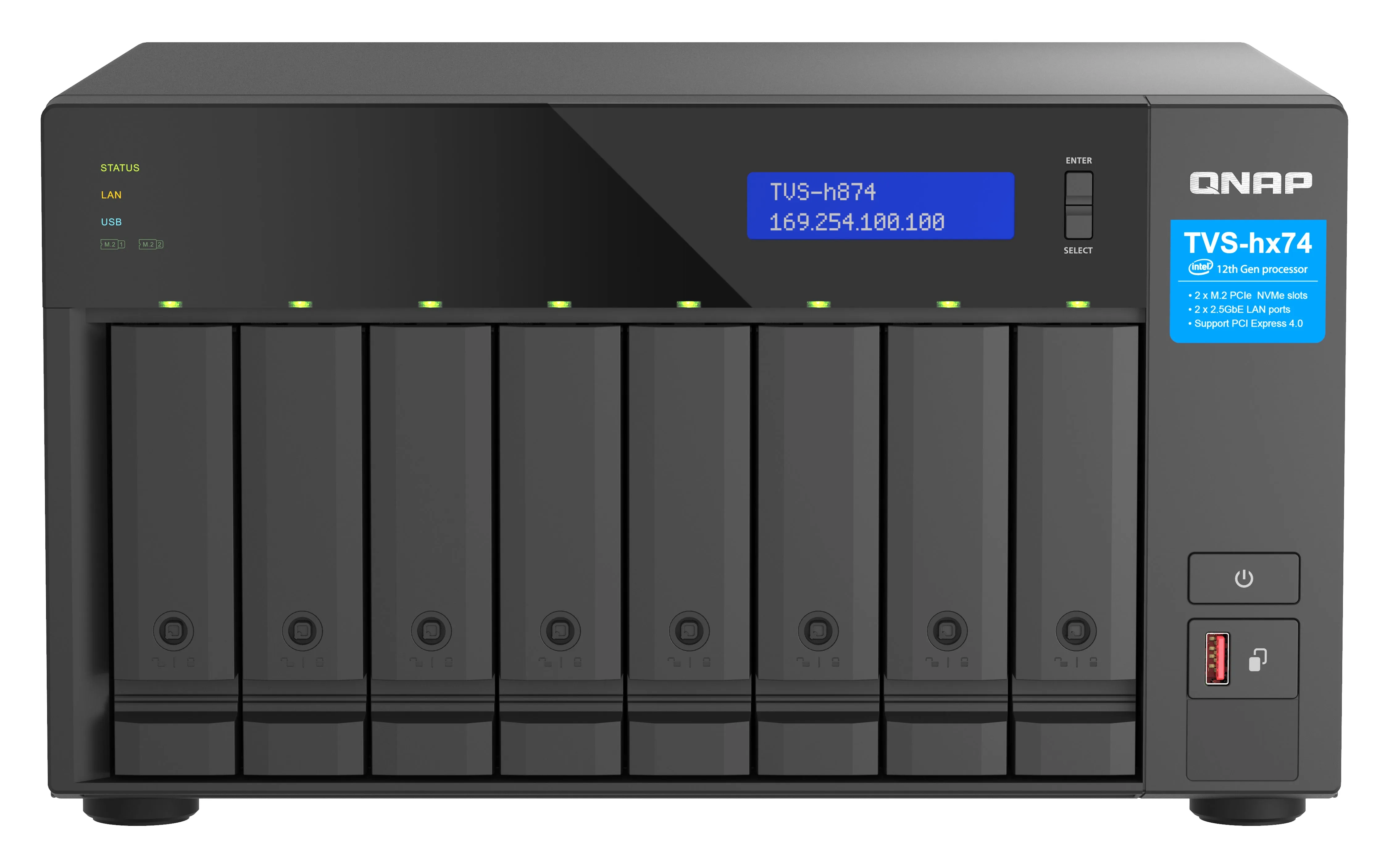 Qnap Tvs-H874t - Nas Server - 8 Bays - Sata 6Gb/S - Raid Jbod, Raid 0, 1, 5, 6, 10, 50, 60 - Ram 32 Gb - 2.5 Gigabit Eth