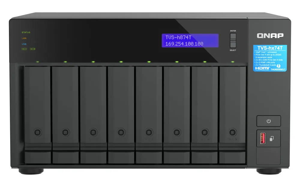 Qnap Tvs-H874t - Nas Server - 8 Bays - Sata 6Gb/S - Raid Jbod, Raid 0, 1, 5, 6, 10, 50, 60 - Ram 64 Gb - 2.5 Gigabit Eth