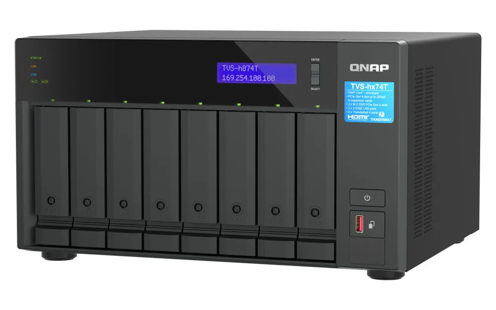 Qnap Tvs-H874t - Nas Server - 8 Bays - Sata 6Gb/S - Raid Jbod, Raid 0, 1, 5, 6, 10, 50, 60 - Ram 64 Gb - 2.5 Gigabit Eth