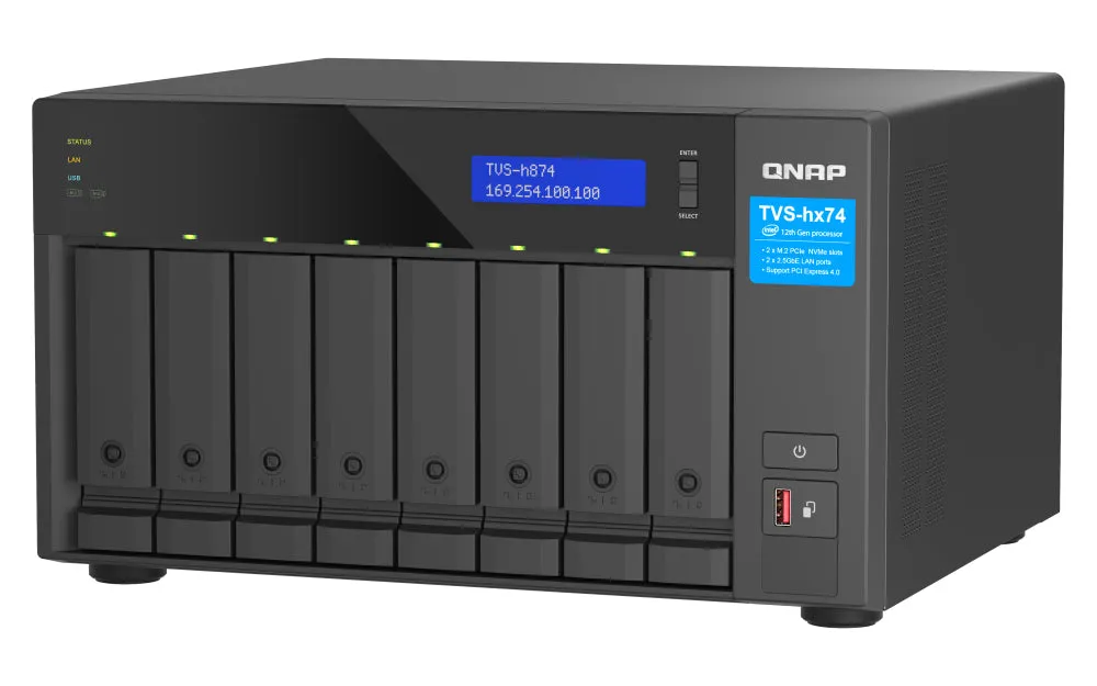 Qnap Tvs-H874t - Nas Server - 8 Bays - Sata 6Gb/S - Raid Jbod, Raid 0, 1, 5, 6, 10, 50, 60 - Ram 64 Gb - 2.5 Gigabit Eth