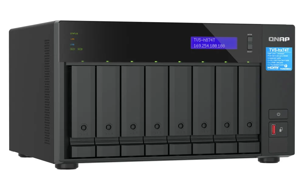 Qnap Tvs-H874t - Nas Server - 8 Bays - Sata 6Gb/S - Raid Jbod, Raid 0, 1, 5, 6, 10, 50, 60 - Ram 64 Gb - 2.5 Gigabit Eth