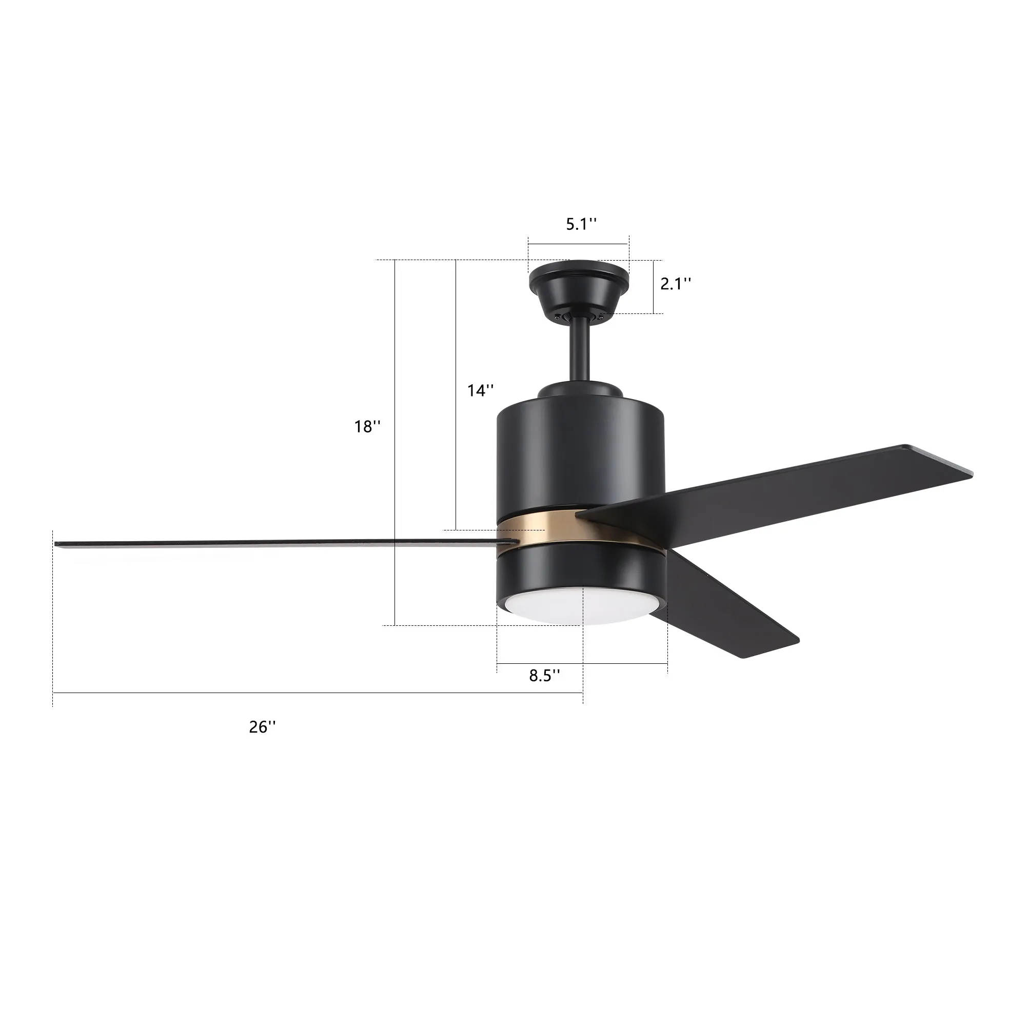 Ranger Modern Smart Ceiling Fan with LED Light and Remote 52 Inch