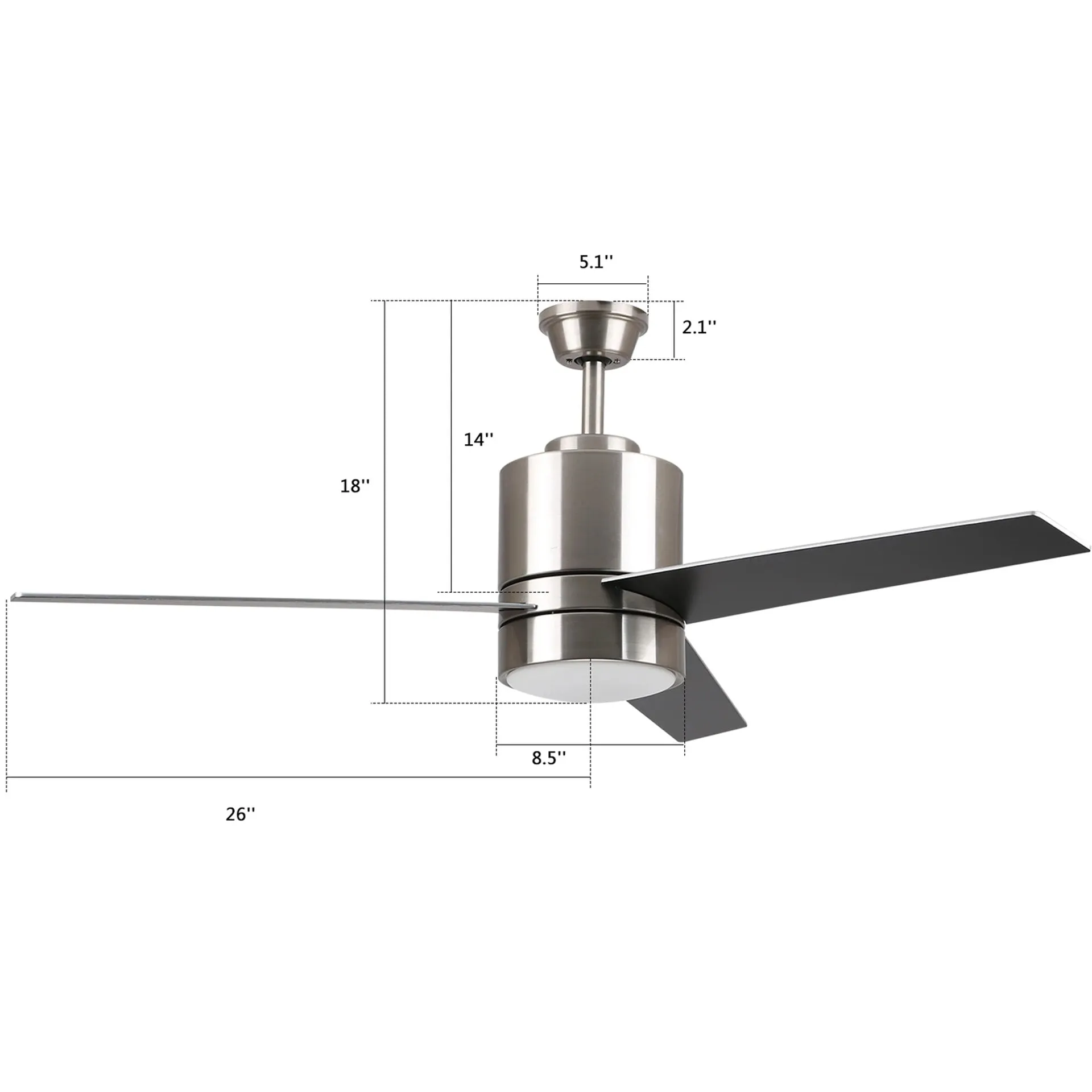 Ranger Modern Smart Ceiling Fan with LED Light and Remote 52 Inch