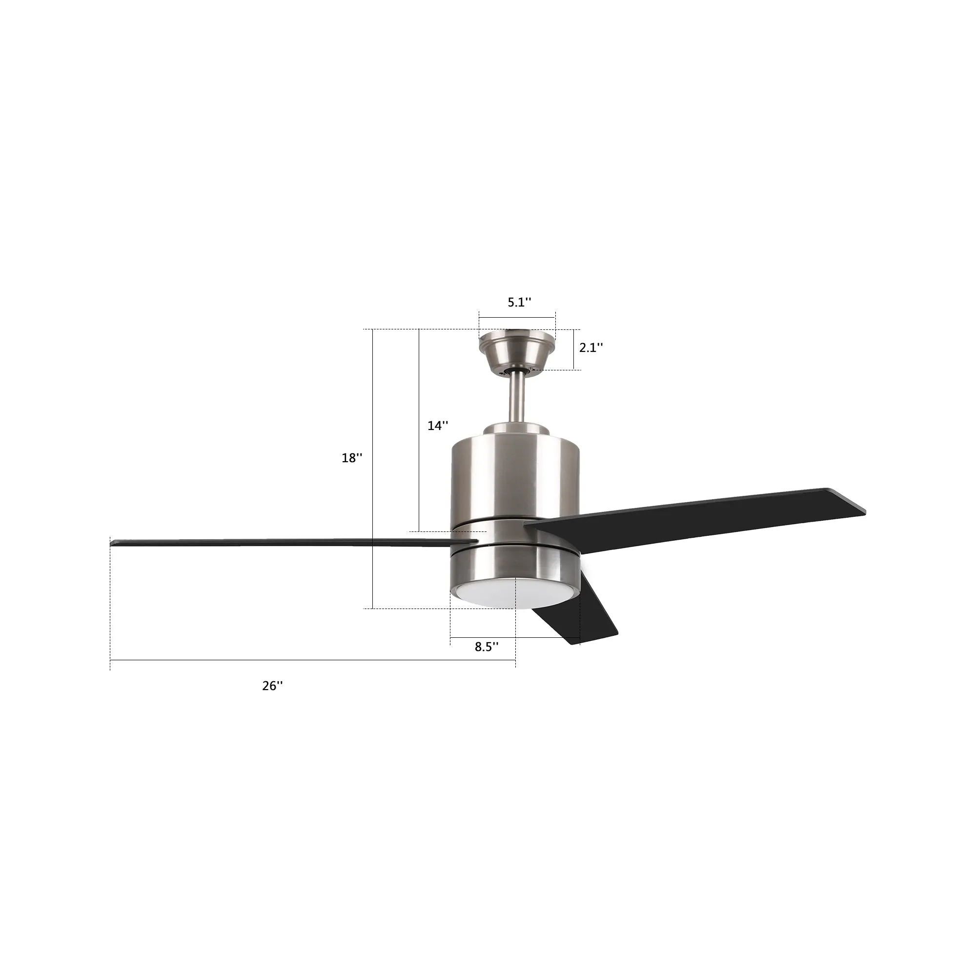 Ranger Modern Smart Ceiling Fan with LED Light and Remote 52 Inch