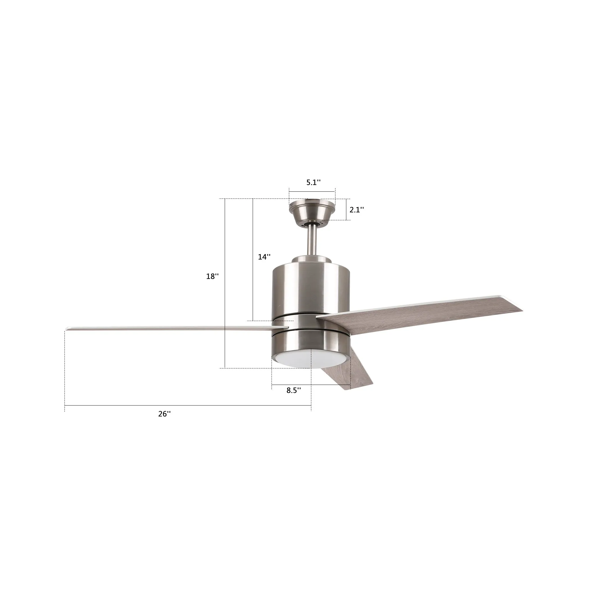 Ranger Modern Smart Ceiling Fan with LED Light and Remote 52 Inch