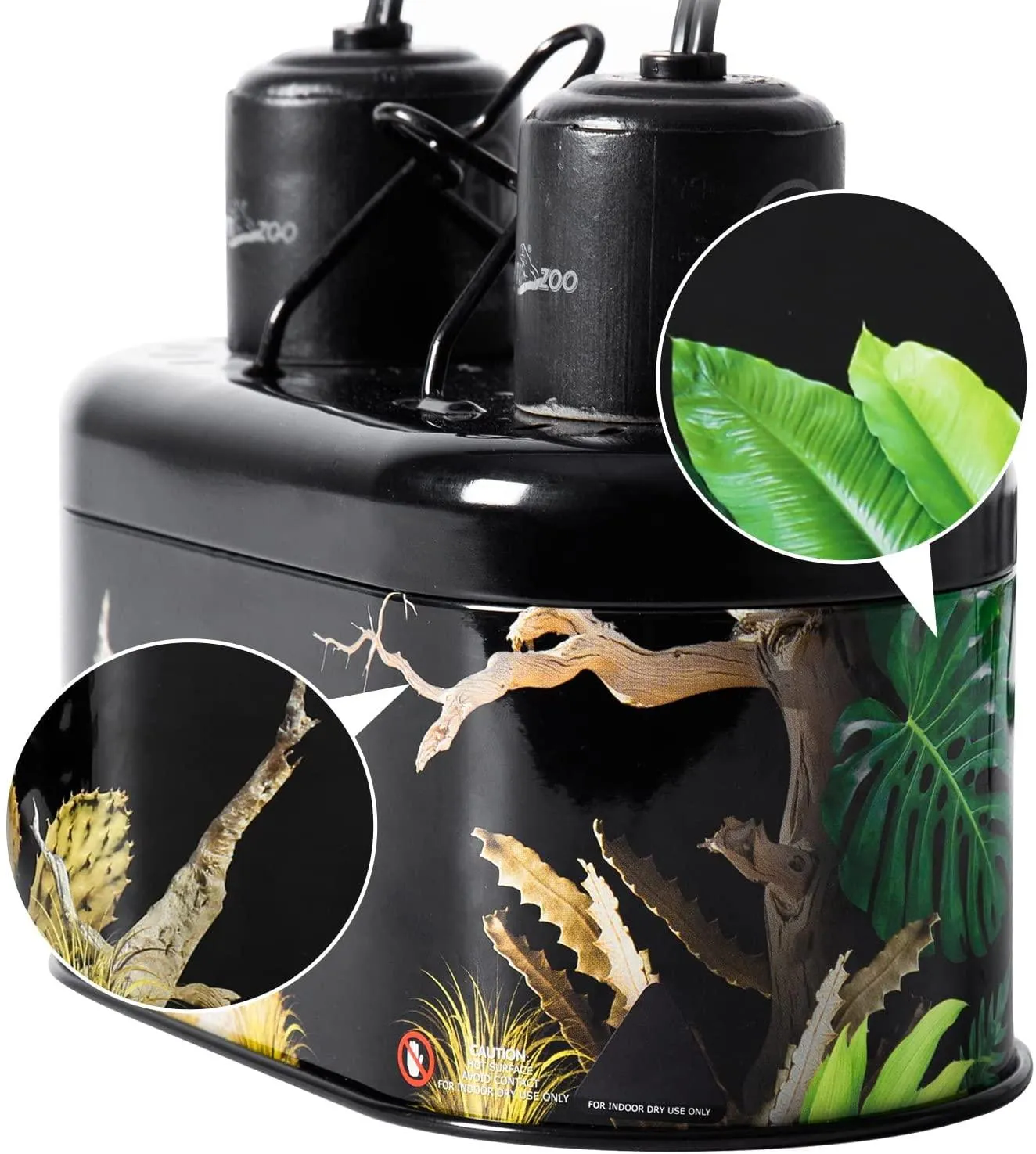 REPTI ZOO Nano Combo Print Tropical Desert Reptile Dual Deep Dome Lamp Fixture