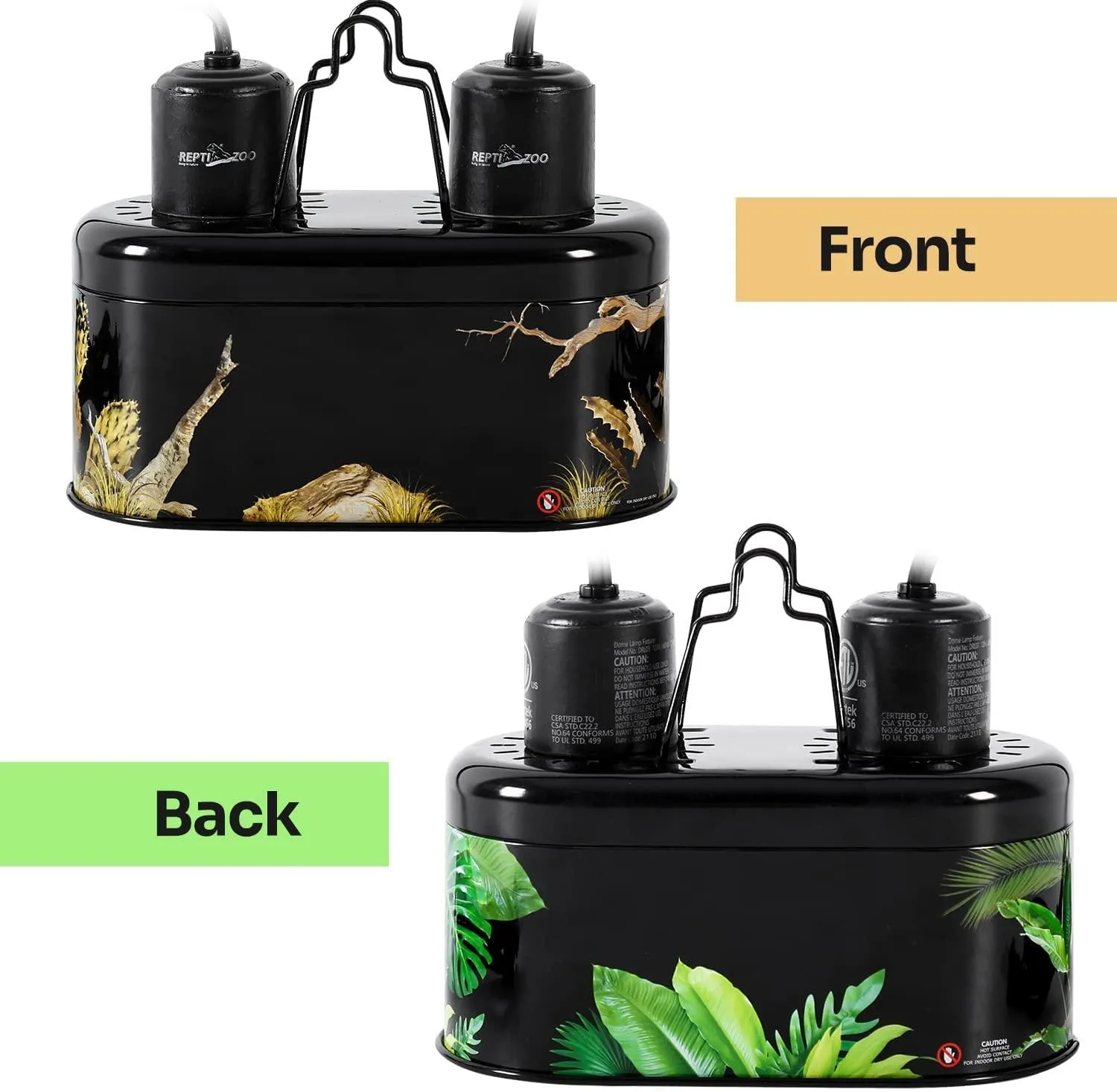 REPTI ZOO Nano Combo Print Tropical Desert Reptile Dual Deep Dome Lamp Fixture