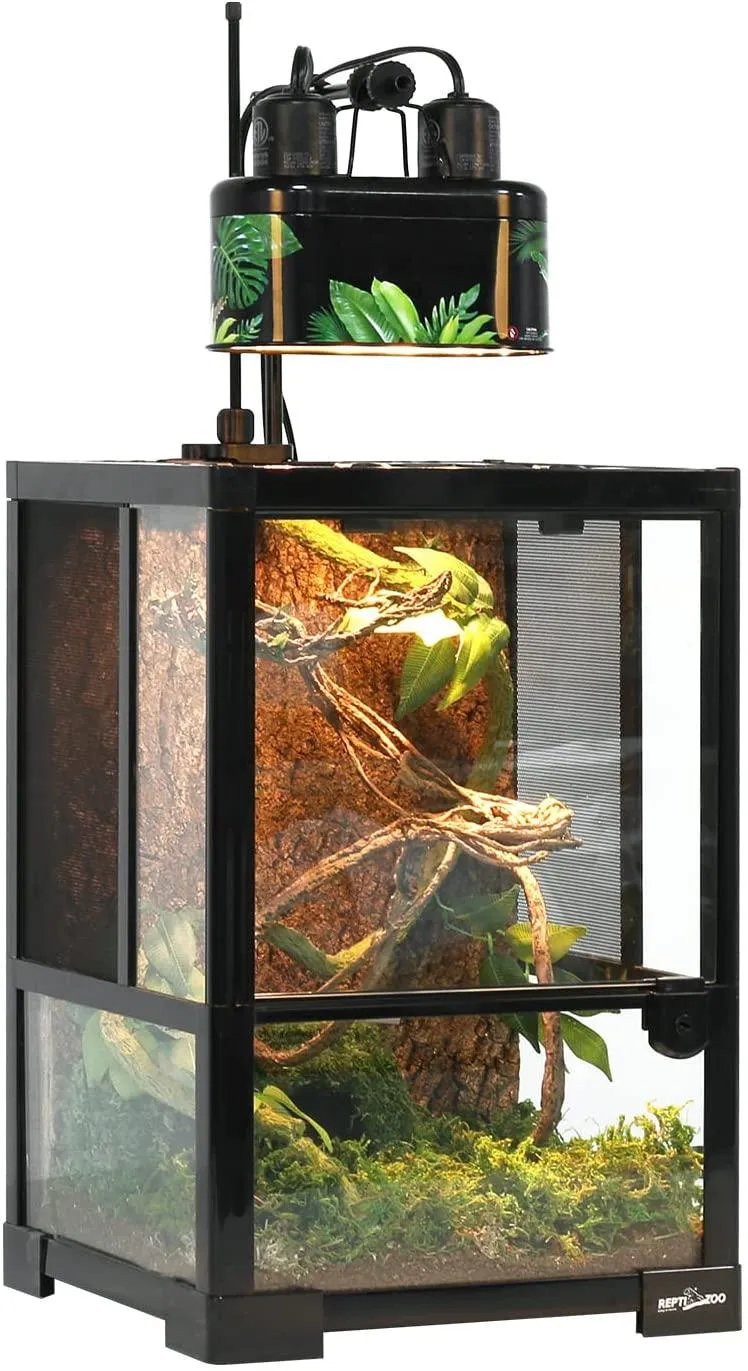 REPTI ZOO Nano Combo Print Tropical Desert Reptile Dual Deep Dome Lamp Fixture