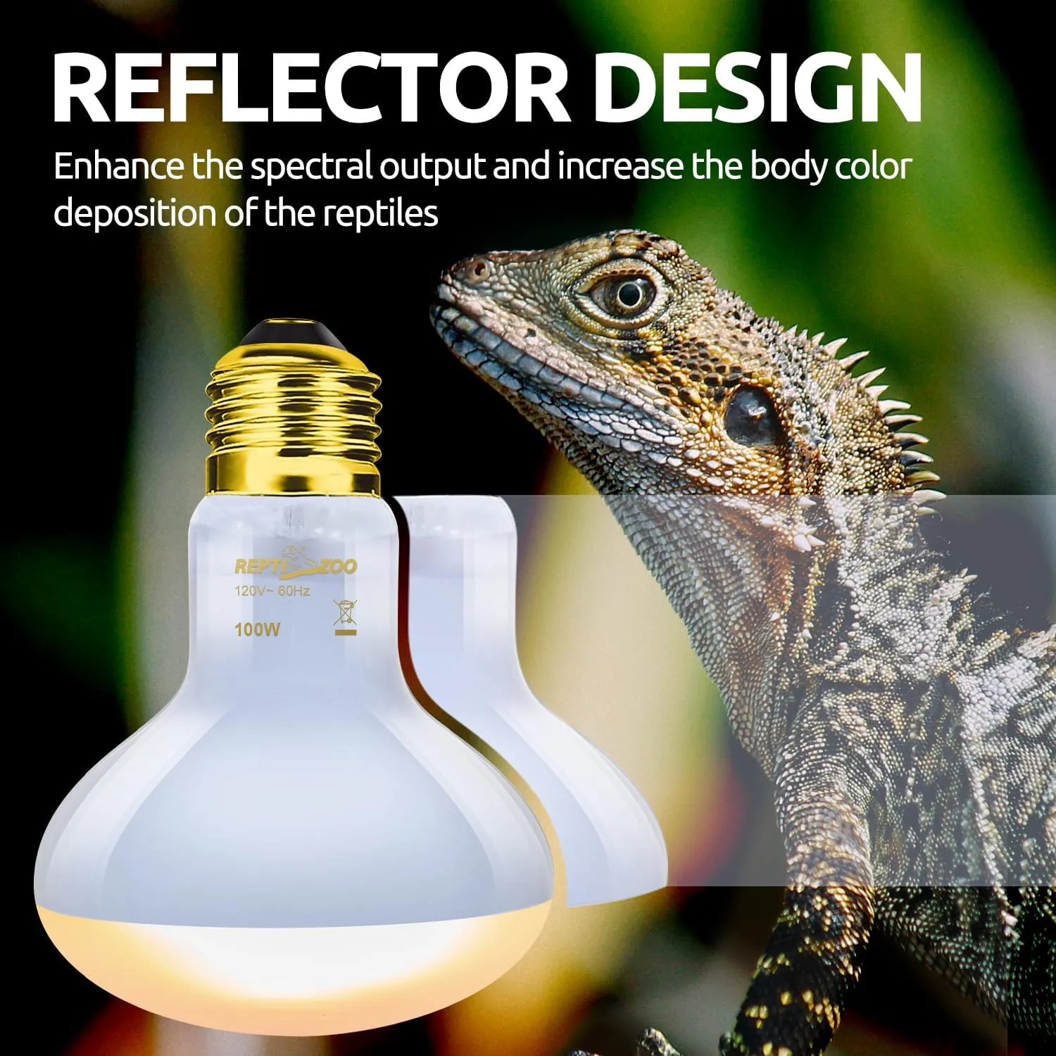 REPTIZOO Reptile Heat Lamp Combo Pack, 100W UVA Daylight Basking Spot Light Heating Lamp and 26W UVA UVB Reptile Light Energy Saving Spiral Compact Lamp UVB Bulb 5.0